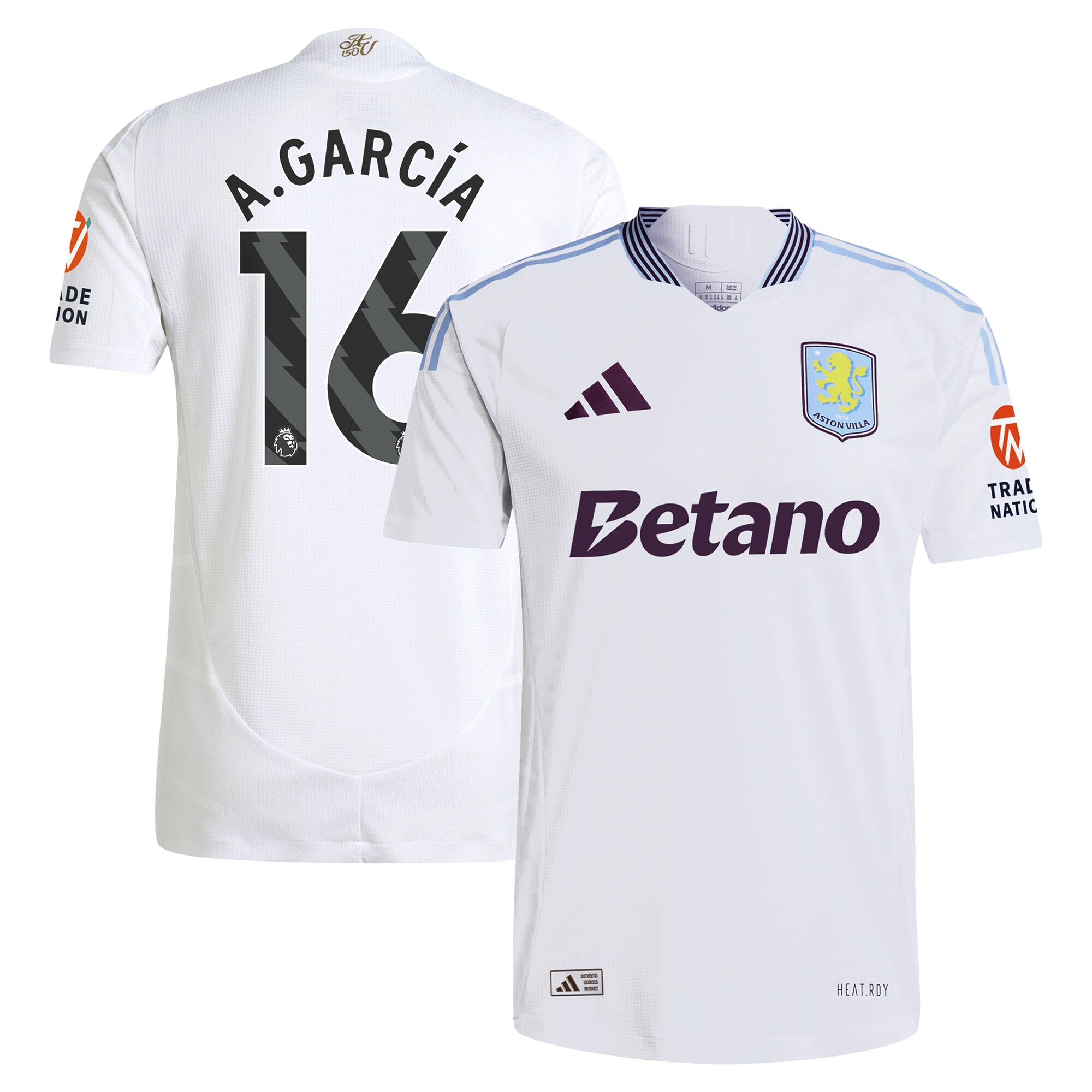 Aston Villa aston-villa-adidas-away-authentic-shirt-2024-25-with-a.garcia-16-printing Kits - Official Football Shirts & Training Gear