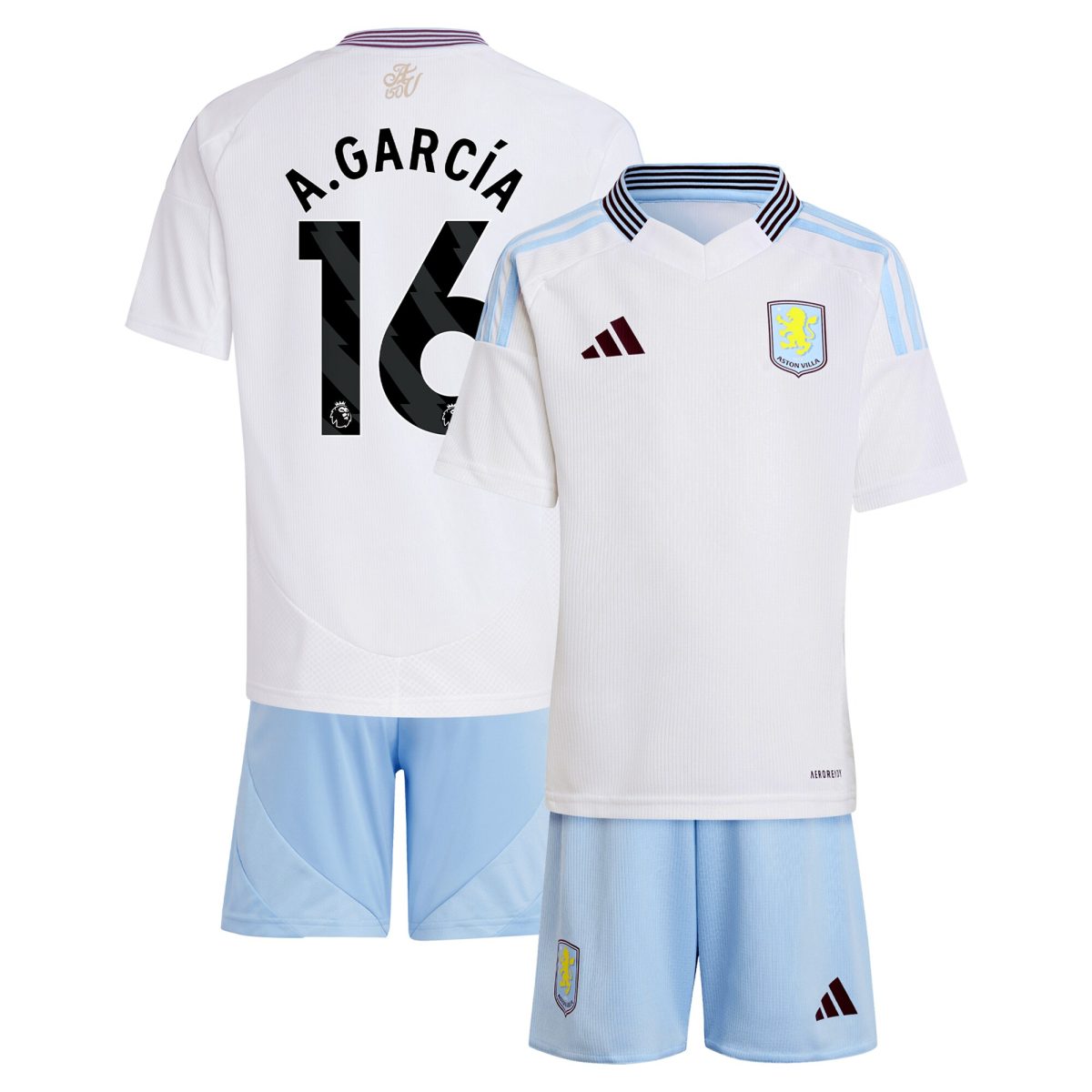 Aston Villa aston-villa-adidas-away-mini-kit-2024-25-with-a.garcia-16-printing Kits - Official Football Shirts & Training Gear