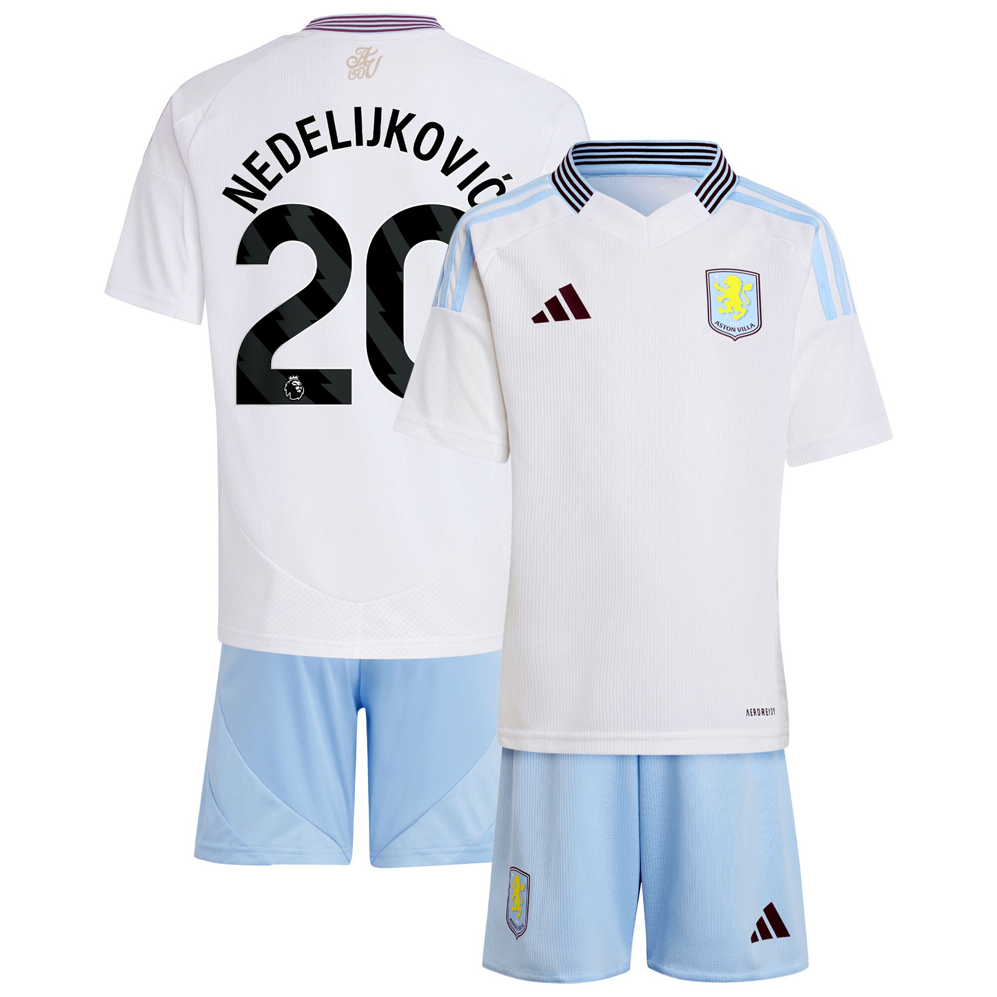 Aston Villa aston-villa-adidas-away-mini-kit-2024-25-with-nedeljkovic-20-printing Kits - Official Football Shirts & Training Gear