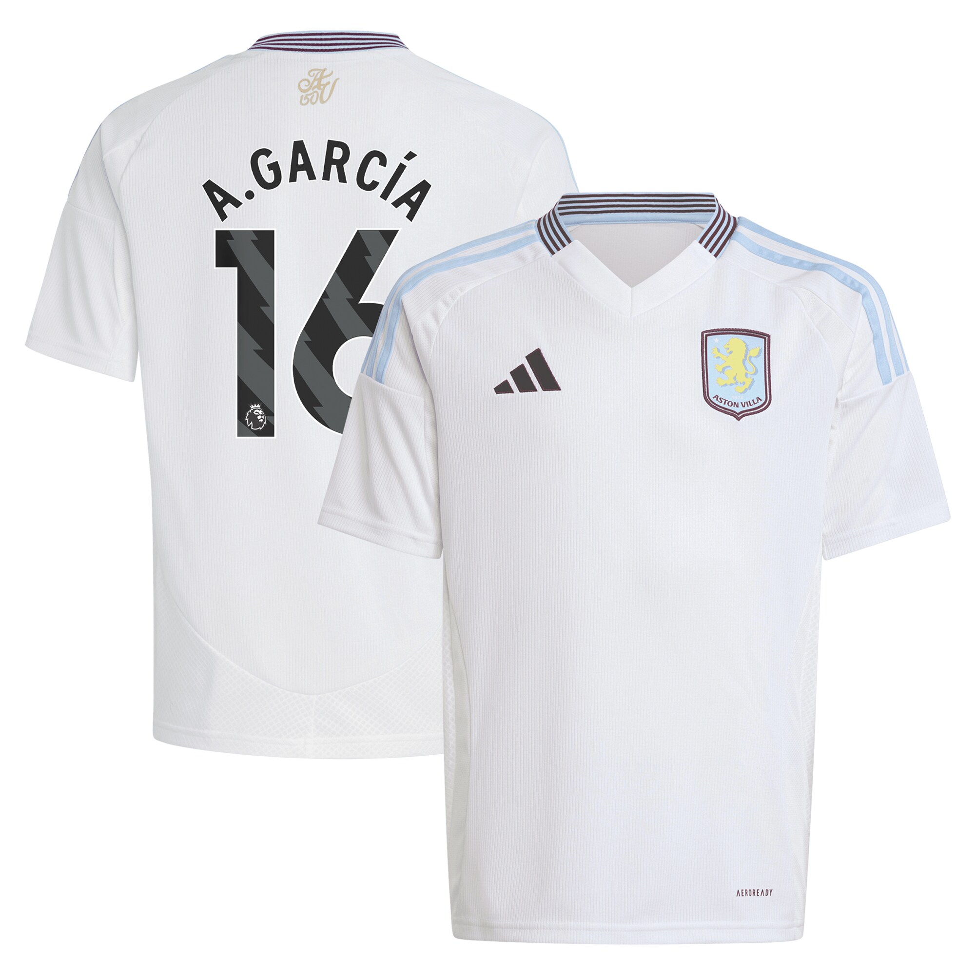 Aston Villa aston-villa-adidas-away-shirt-2024-25-kids-with-a.garcia-16-printing Kits - Official Football Shirts & Training Gear