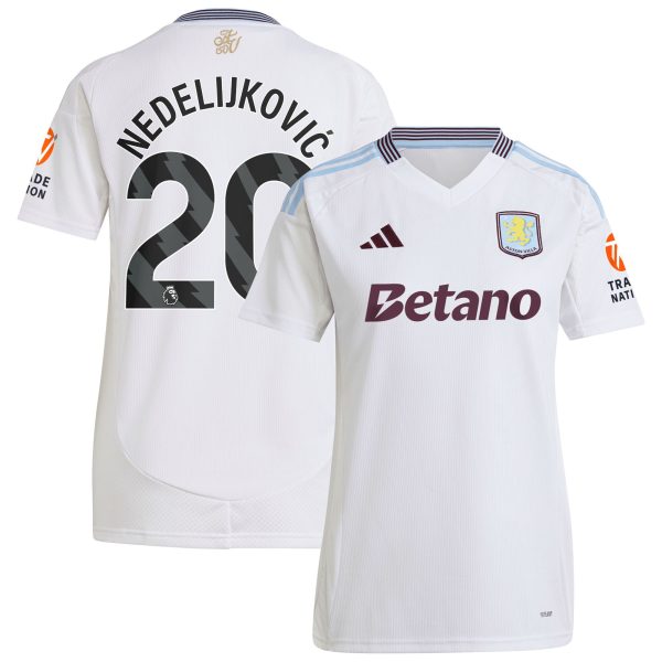 Aston Villa aston-villa-adidas-away-shirt-2024-25-womens-with-nedeljkovic-20-printing Kits - Official Football Shirts & Training Gear