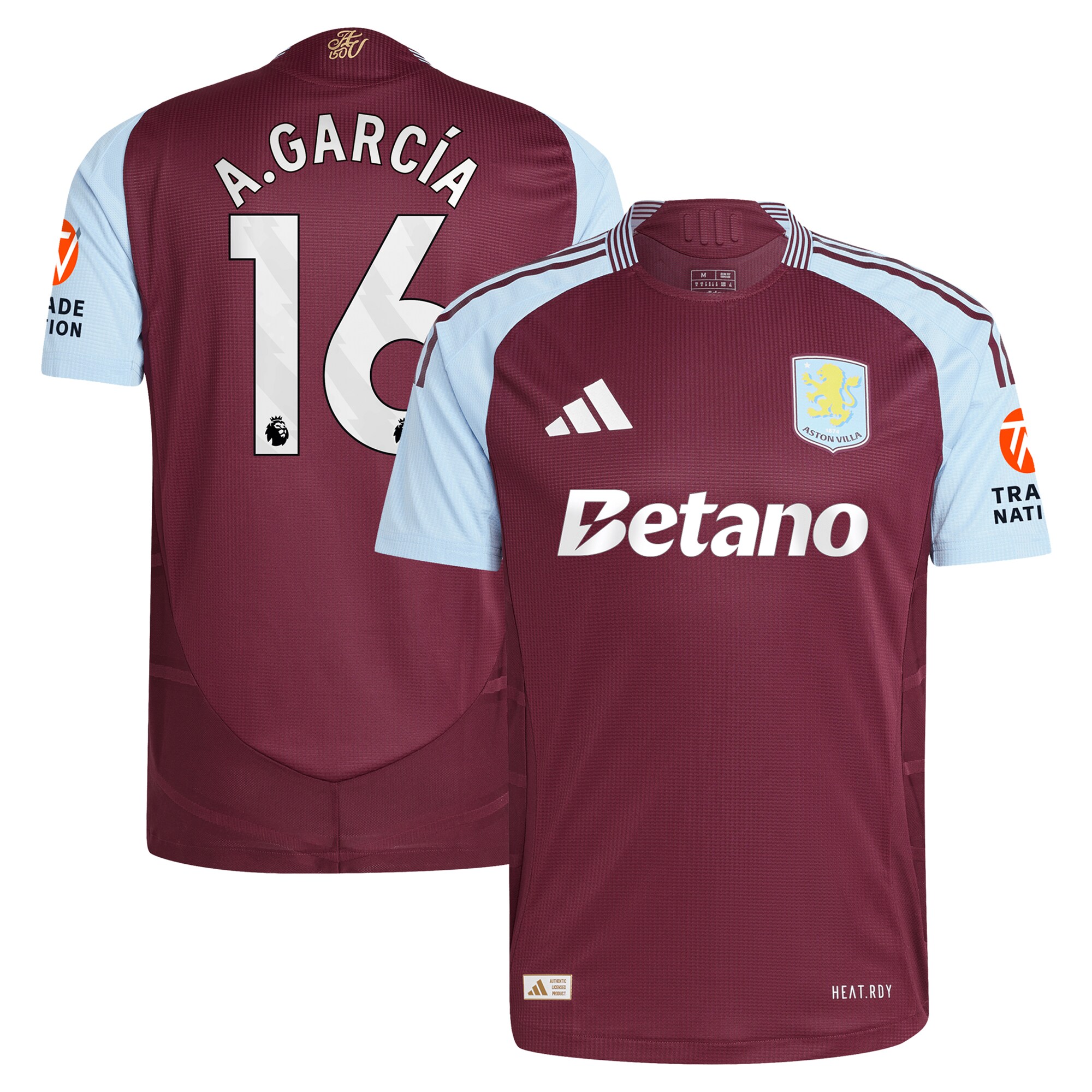 Aston Villa aston-villa-adidas-home-authentic-shirt-2024-25-with-a.garcia-16-printing Kits - Official Football Shirts & Training Gear