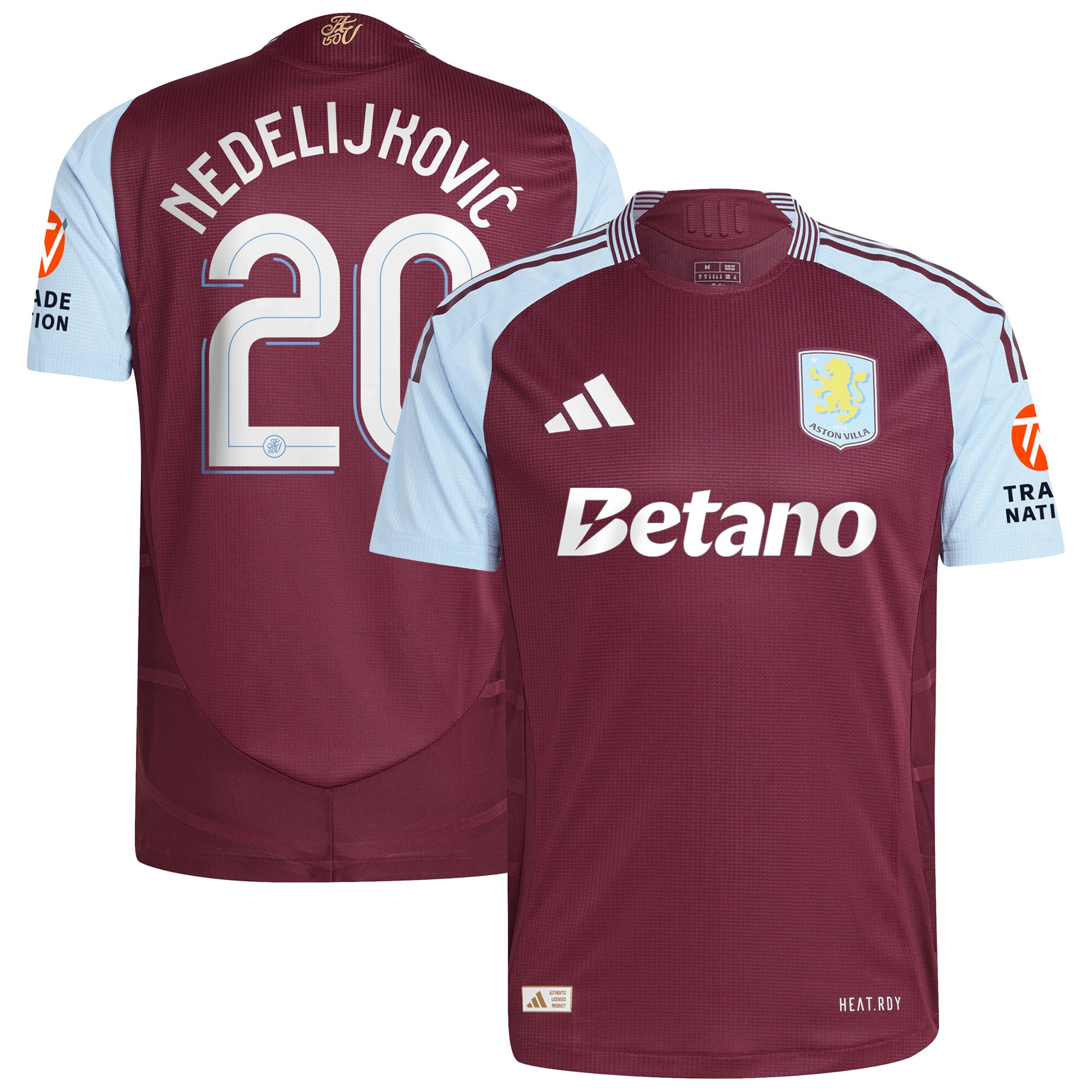 Aston Villa aston-villa-adidas-home-authentic-shirt-2024-25-with-nedeljkovic-20-cup-printing Kits - Official Football Shirts & Training Gear