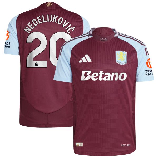 Aston Villa aston-villa-adidas-home-authentic-shirt-2024-25-with-nedeljkovic-20-printing Kits - Official Football Shirts & Training Gear