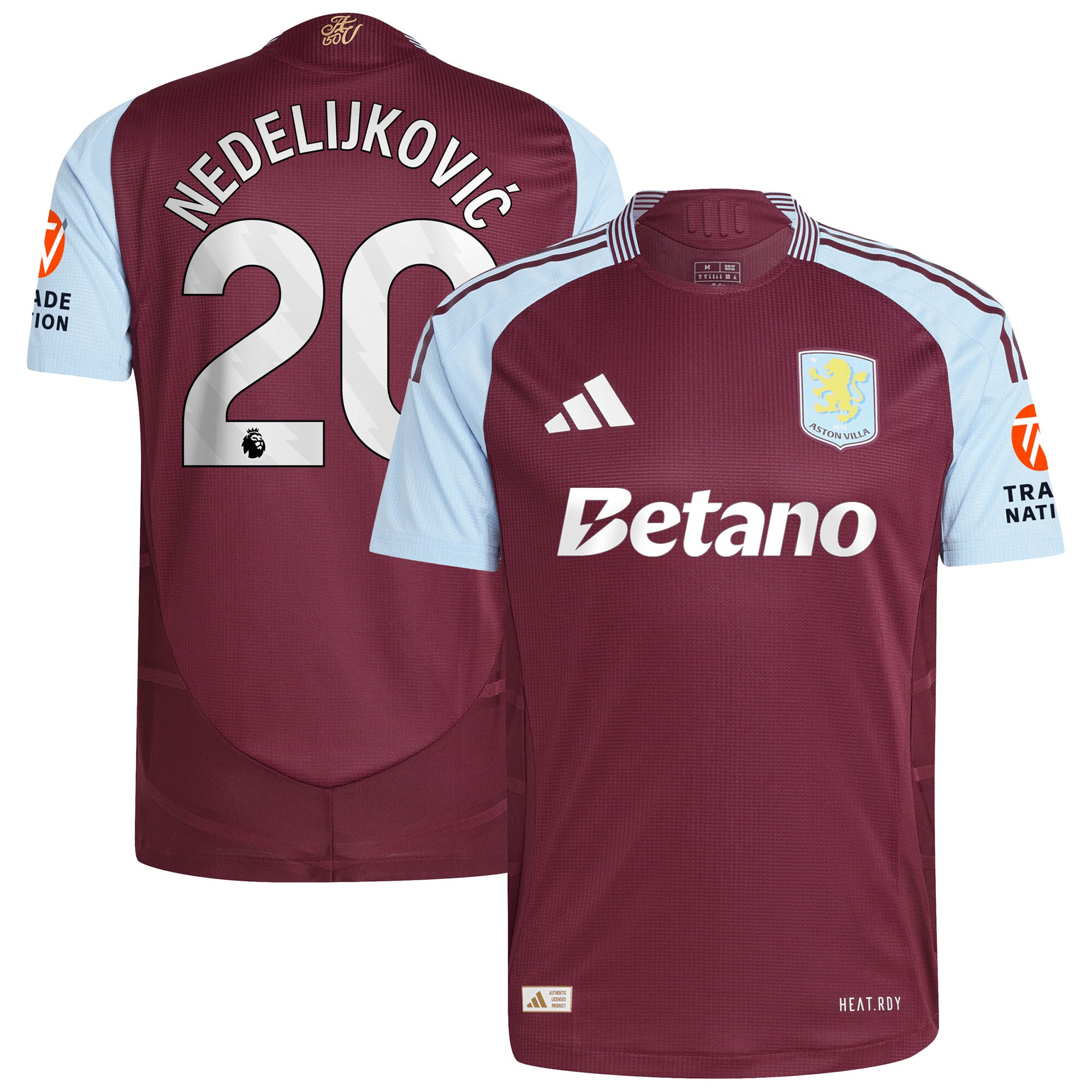 Aston Villa aston-villa-adidas-home-authentic-shirt-2024-25-with-nedeljkovic-20-printing Kits - Official Football Shirts & Training Gear