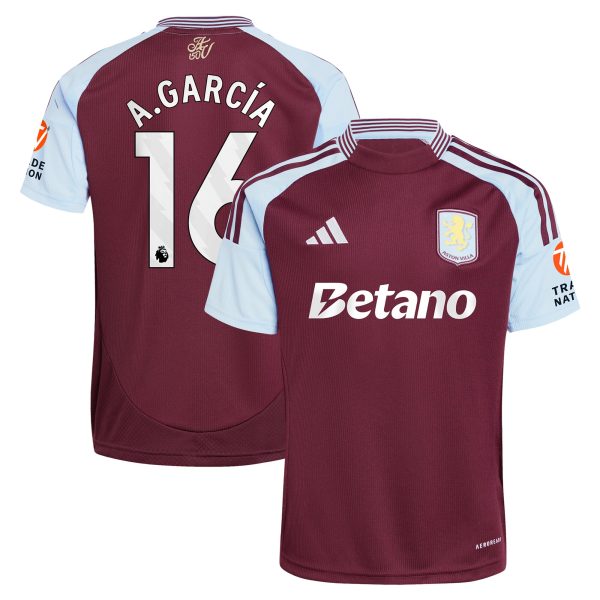 Aston Villa aston-villa-adidas-home-shirt-2024-25-with-a.garcia-16-printing Kits - Official Football Shirts & Training Gear
