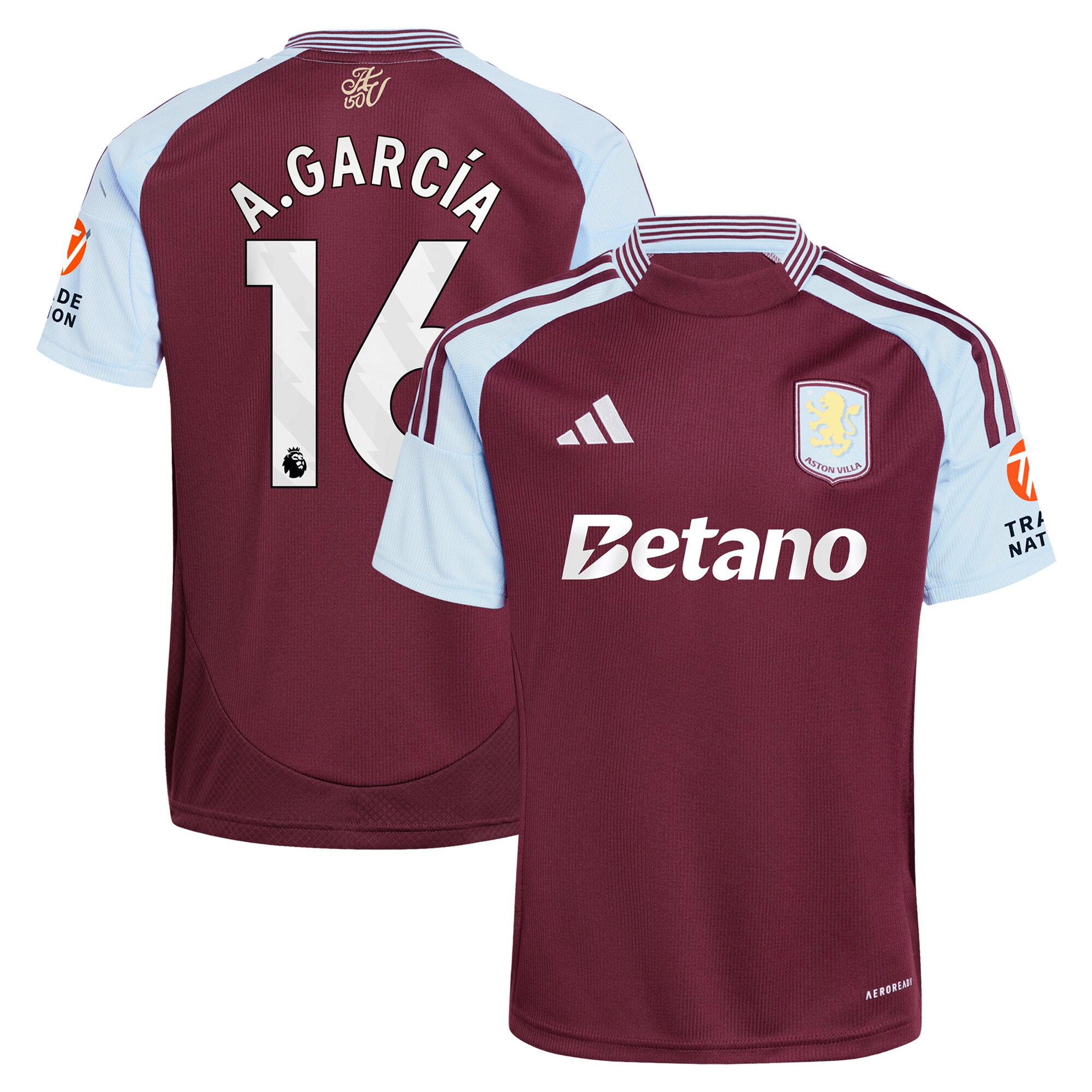 Aston Villa aston-villa-adidas-home-shirt-2024-25-with-a.garcia-16-printing Kits - Official Football Shirts & Training Gear