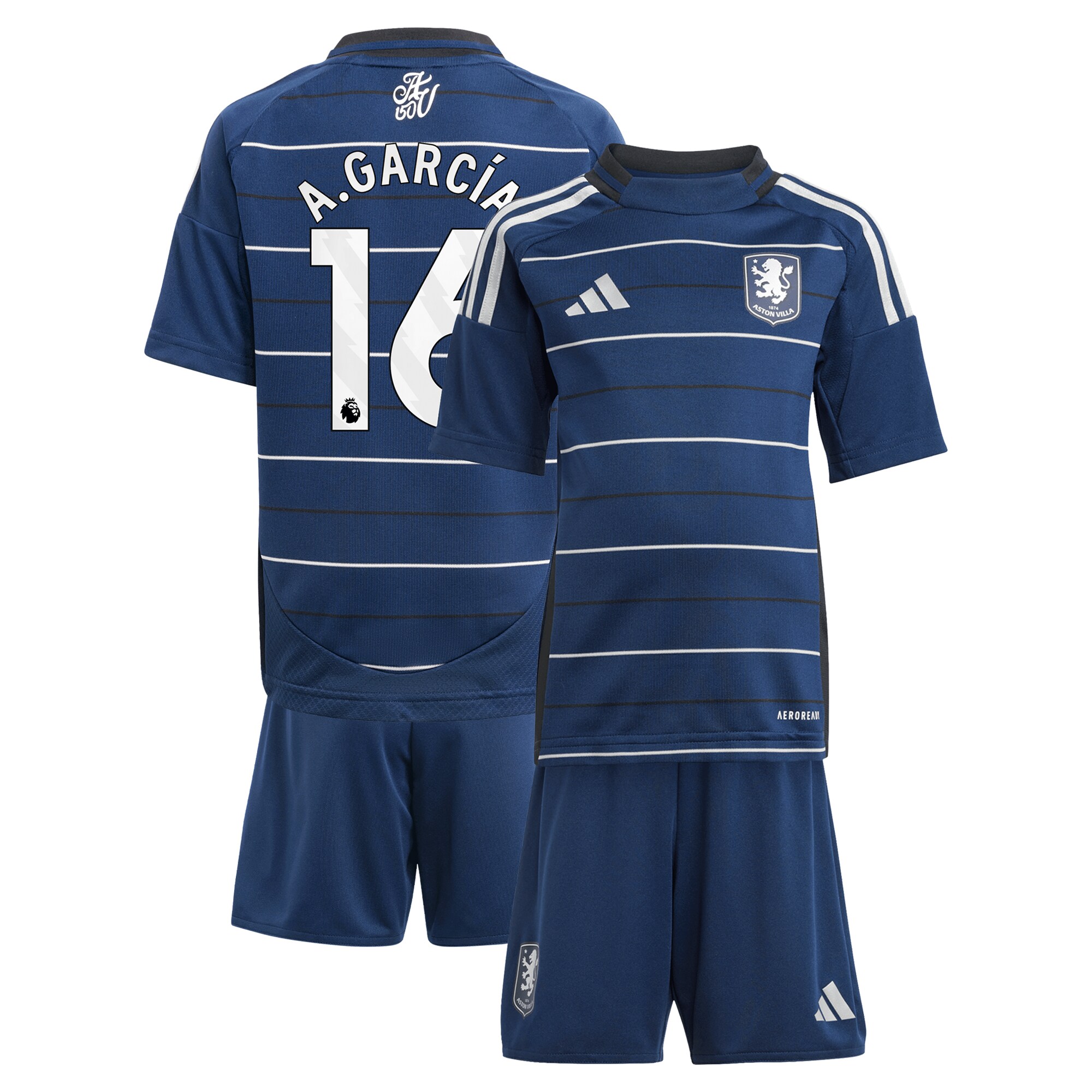 Aston Villa aston-villa-adidas-third-minikit-2024-25-with-a.garcia-16-printing Kits - Official Football Shirts & Training Gear
