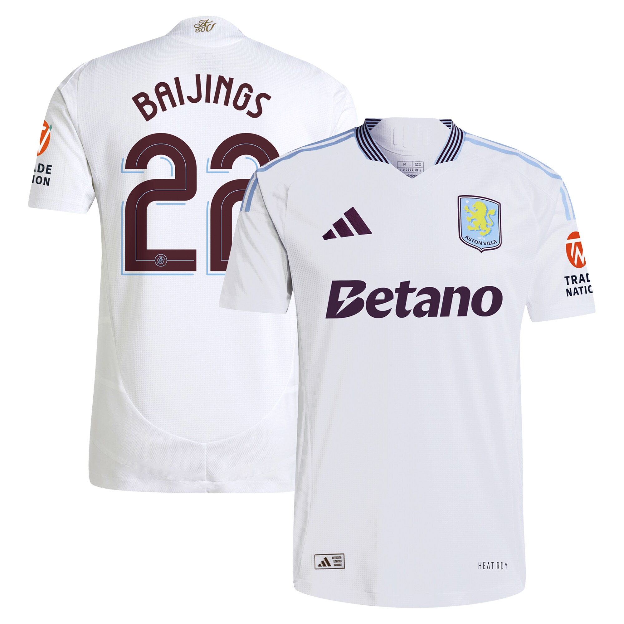 Aston Villa aston villa adidas away authentic shirt 2024-25 with baijings 22 cup printing Kits - Official Football Shirts & Training Gear