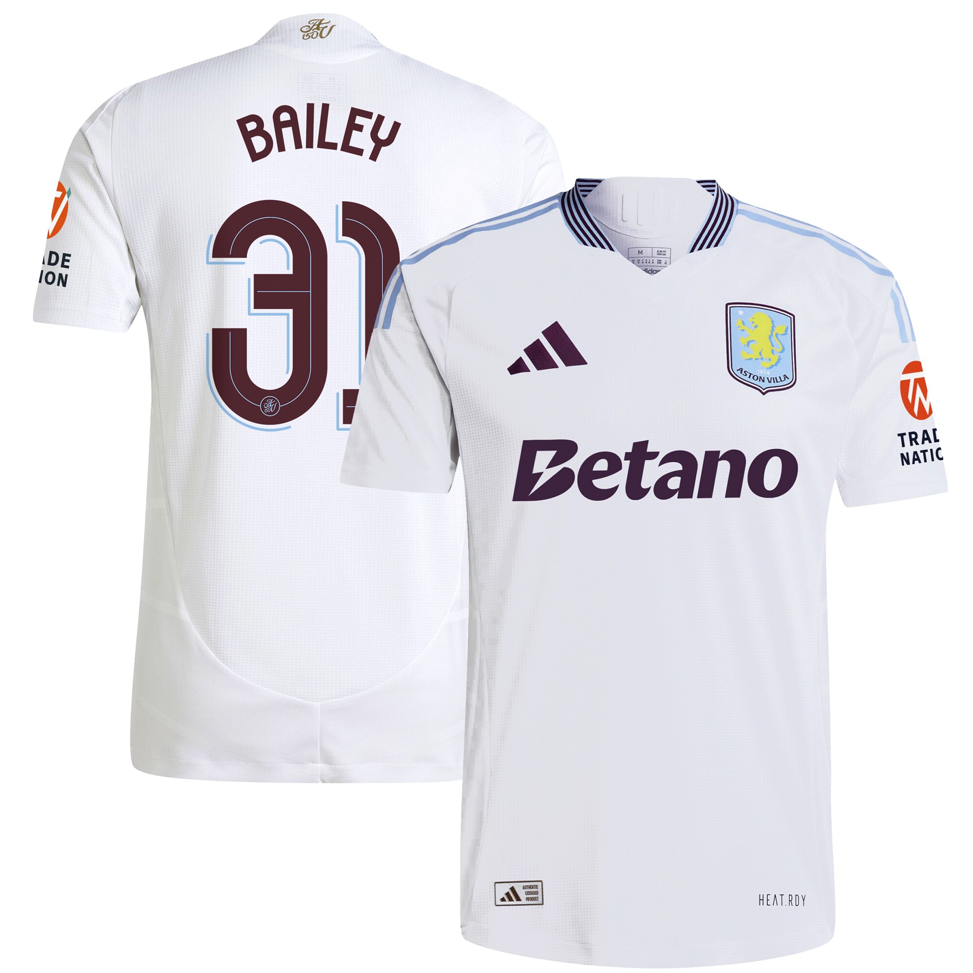 Aston Villa aston villa adidas away authentic shirt 2024-25 with bailey 31 cup printing Kits - Official Football Shirts & Training Gear
