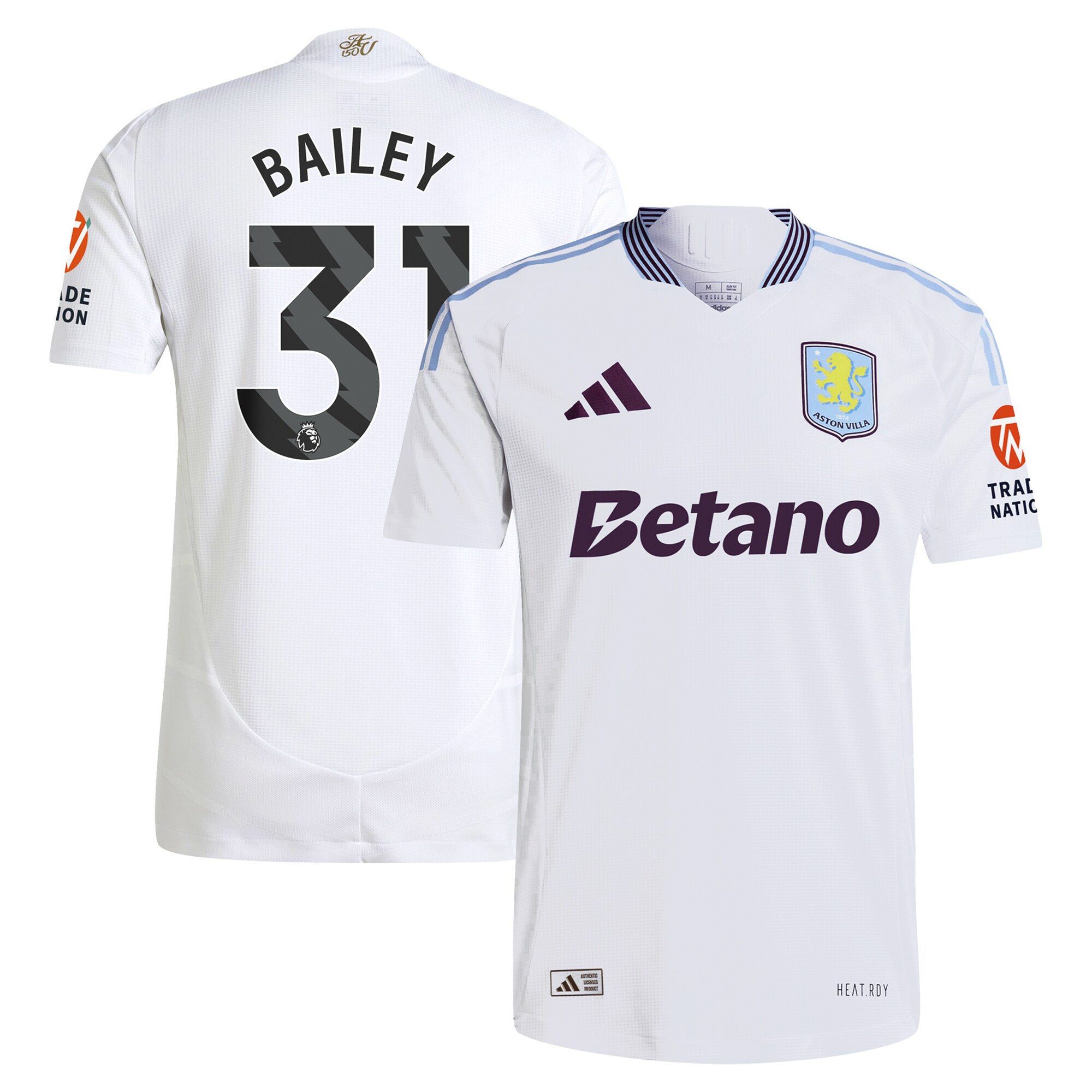 Aston Villa aston villa adidas away authentic shirt 2024-25 with bailey 31 printing Kits - Official Football Shirts & Training Gear