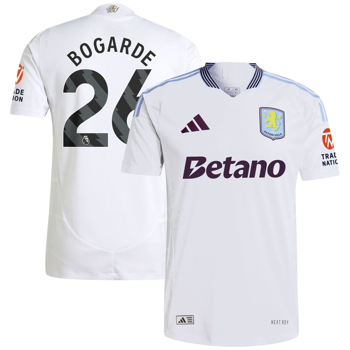 Aston Villa aston villa adidas away authentic shirt 2024-25 with bogarde 26 printing Kits - Official Football Shirts & Training Gear