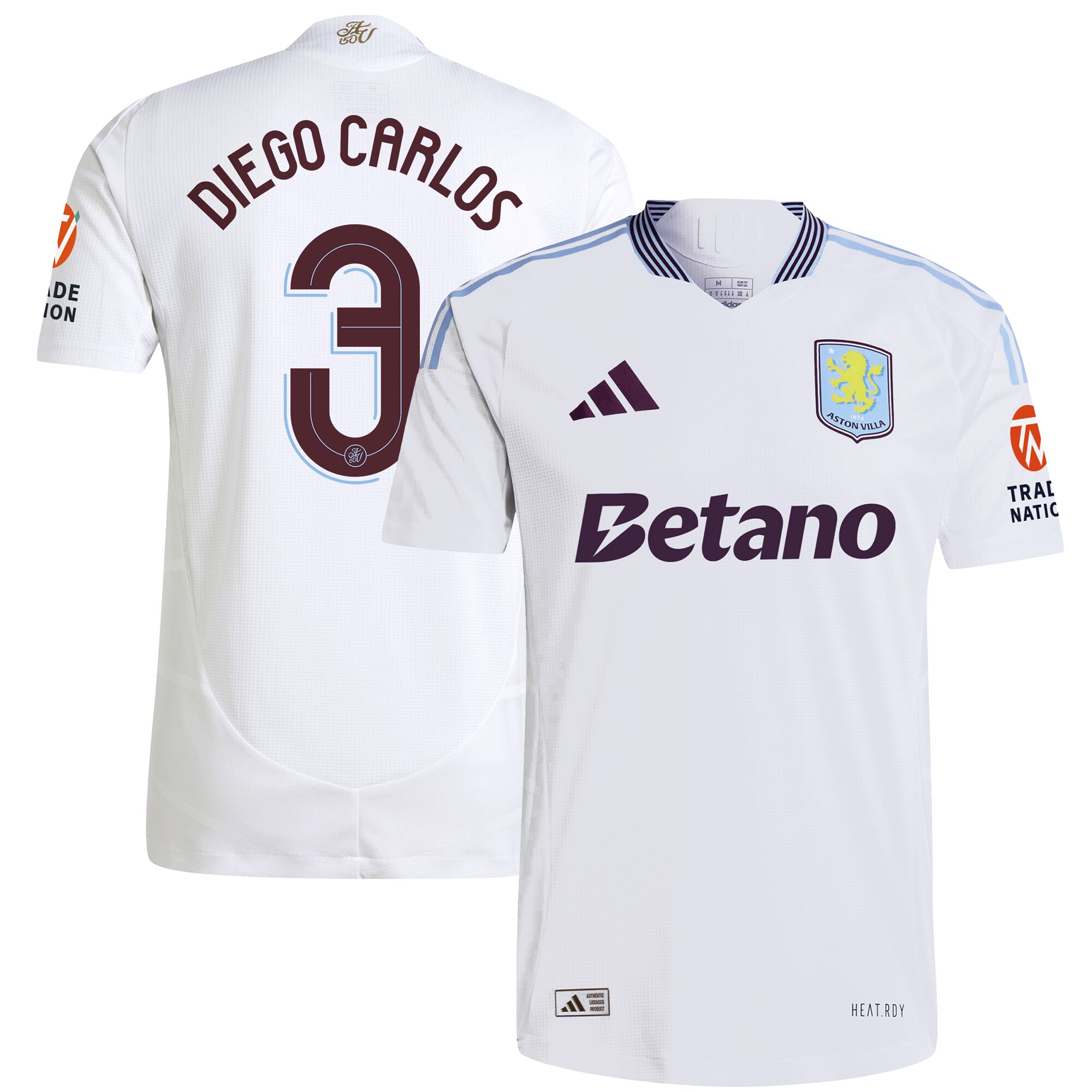Aston Villa aston villa adidas away authentic shirt 2024-25 with diego carlos 3 cup printing Kits - Official Football Shirts & Training Gear
