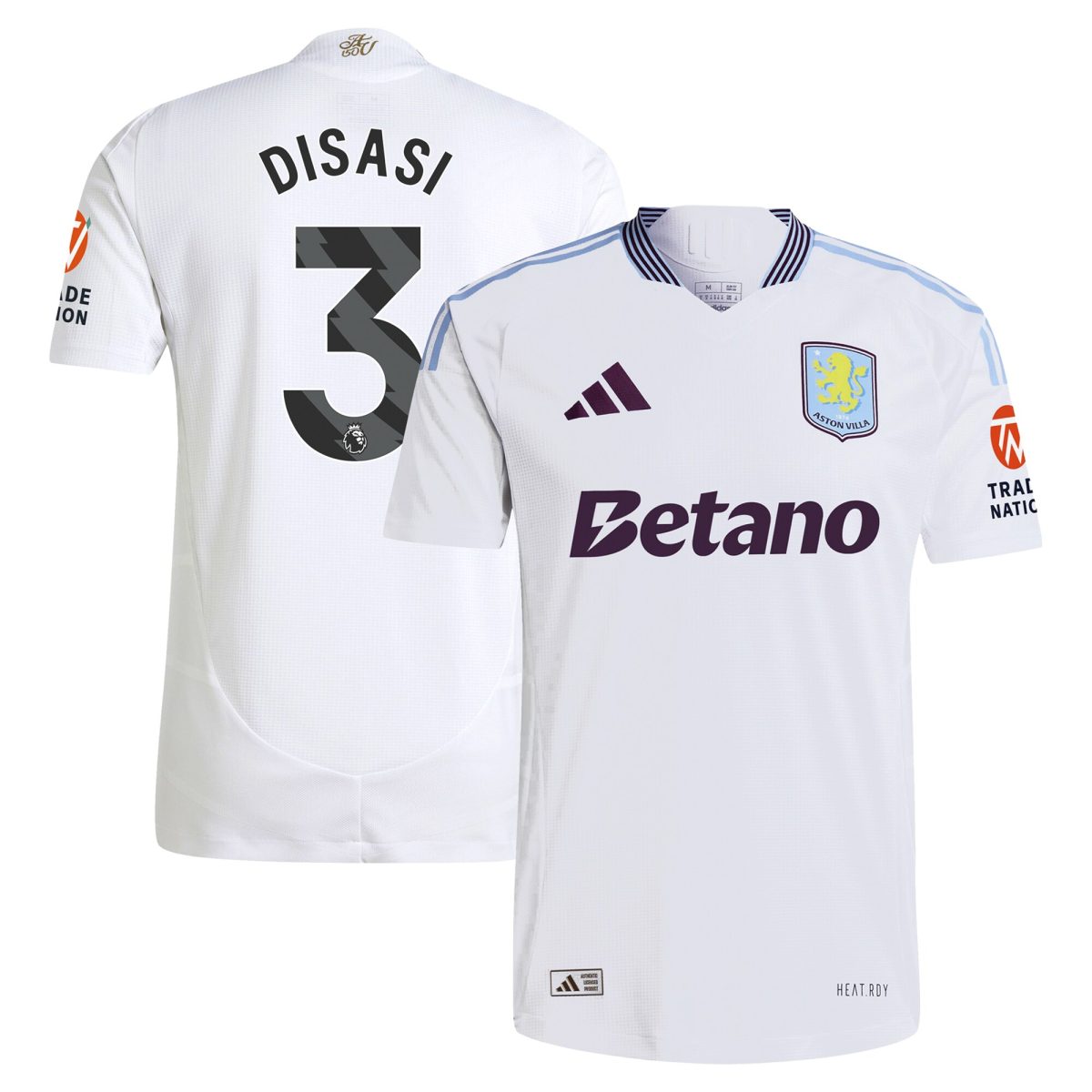 Aston Villa aston villa adidas away authentic shirt 2024-25 with disasi 3 printing Kits - Official Football Shirts & Training Gear