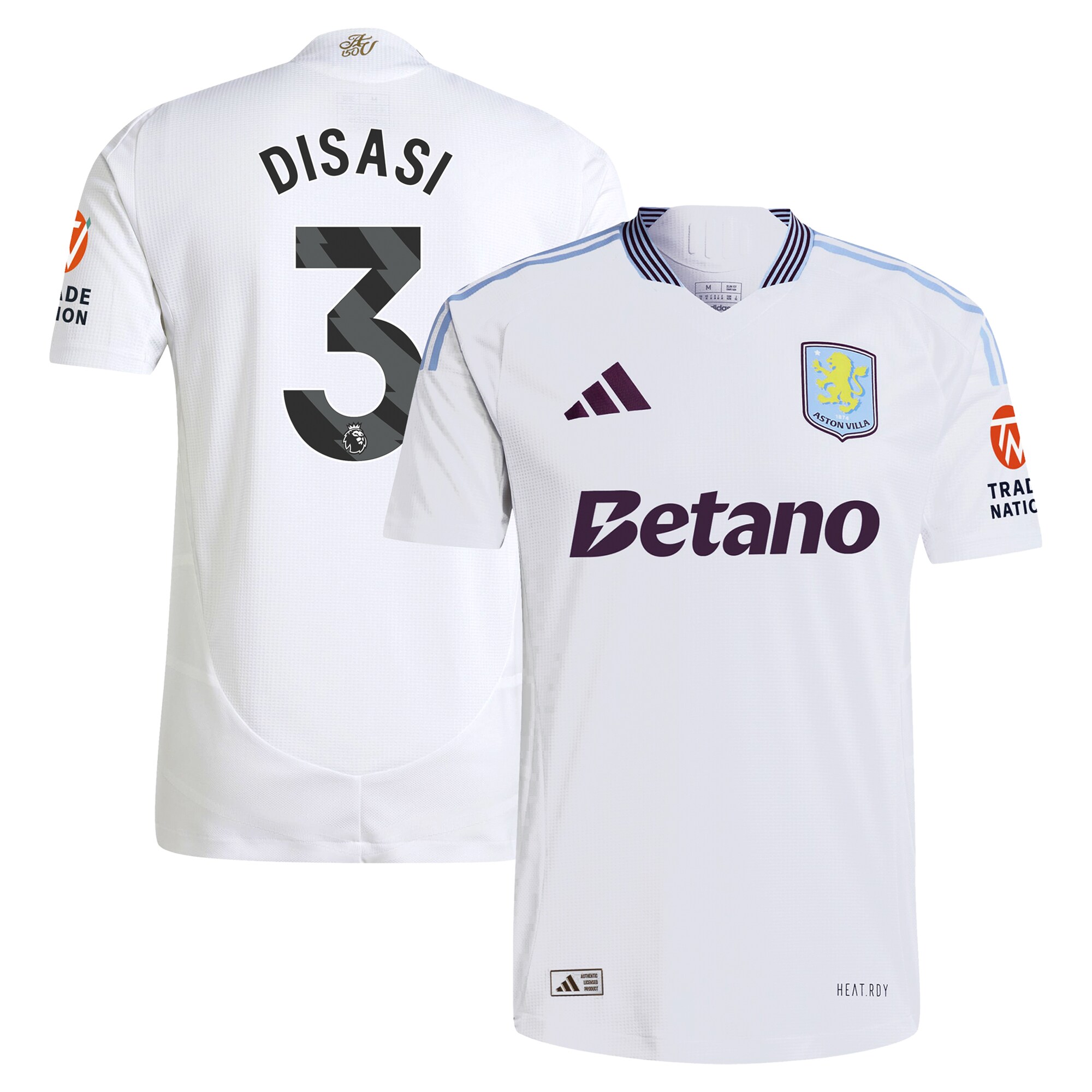 Aston Villa aston villa adidas away authentic shirt 2024-25 with disasi 3 printing Kits - Official Football Shirts & Training Gear