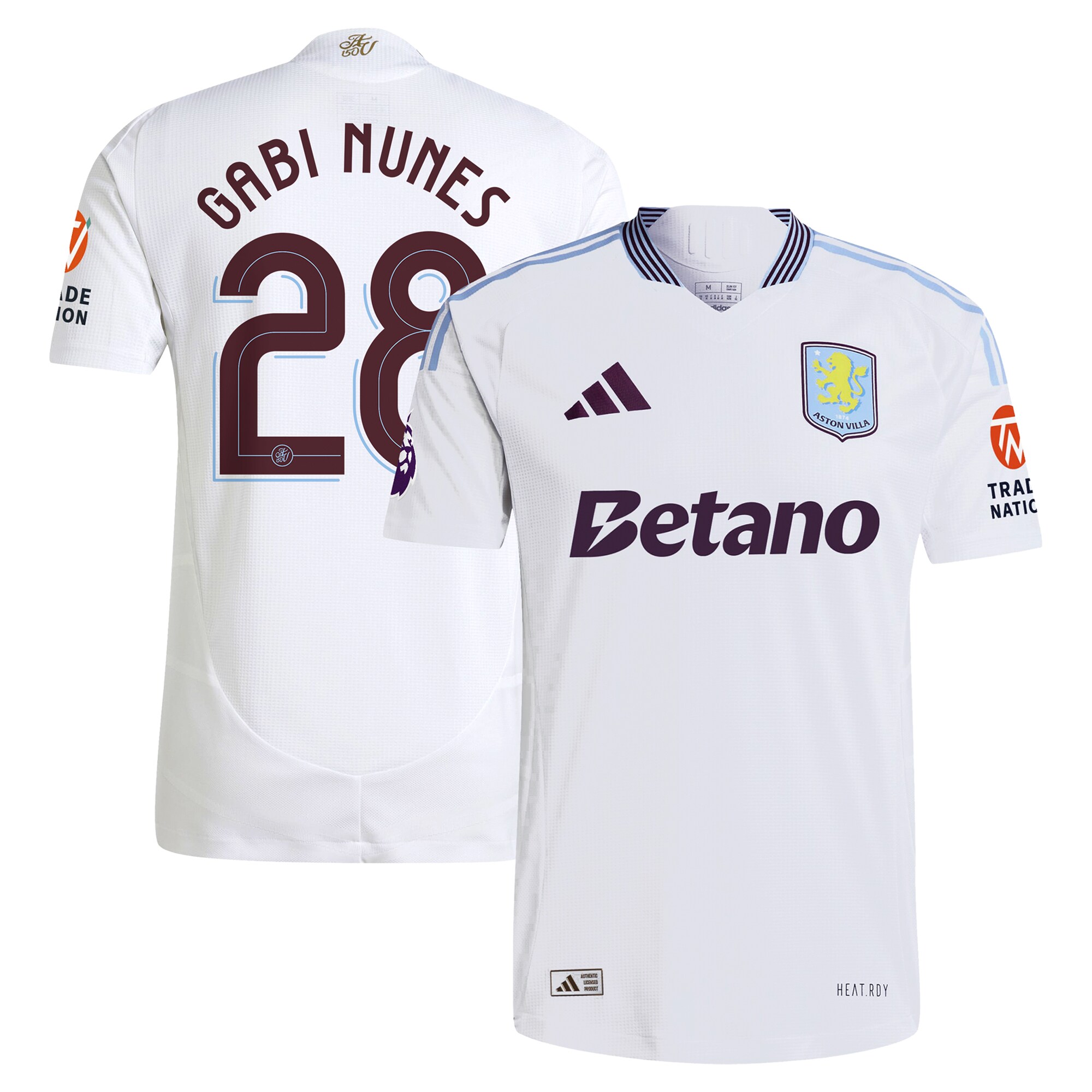 Aston Villa aston villa adidas away authentic shirt 2024-25 with gabi nunes 28 cup printing Kits - Official Football Shirts & Training Gear