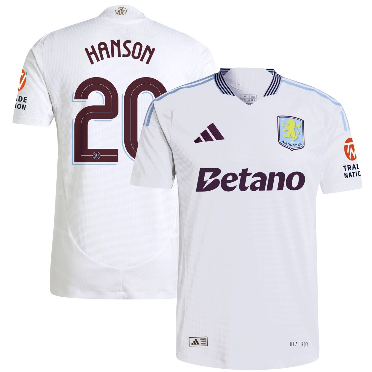 Aston Villa aston villa adidas away authentic shirt 2024-25 with hanson 20 cup printing Kits - Official Football Shirts & Training Gear