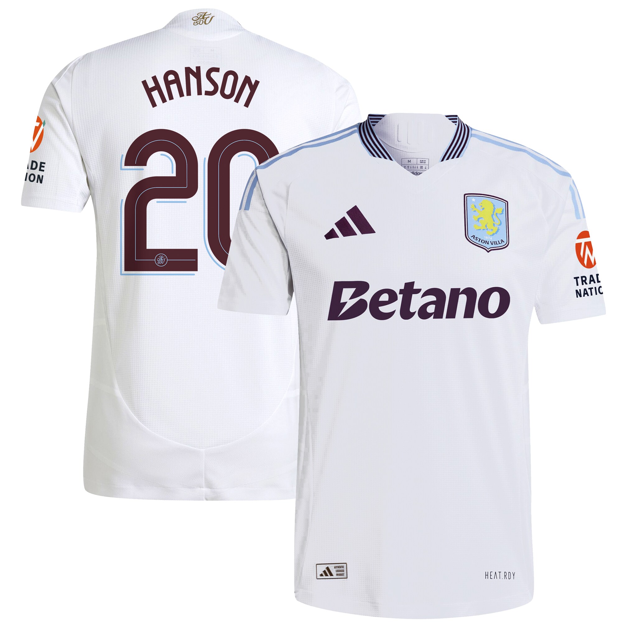 Aston Villa aston villa adidas away authentic shirt 2024-25 with hanson 20 cup printing Kits - Official Football Shirts & Training Gear