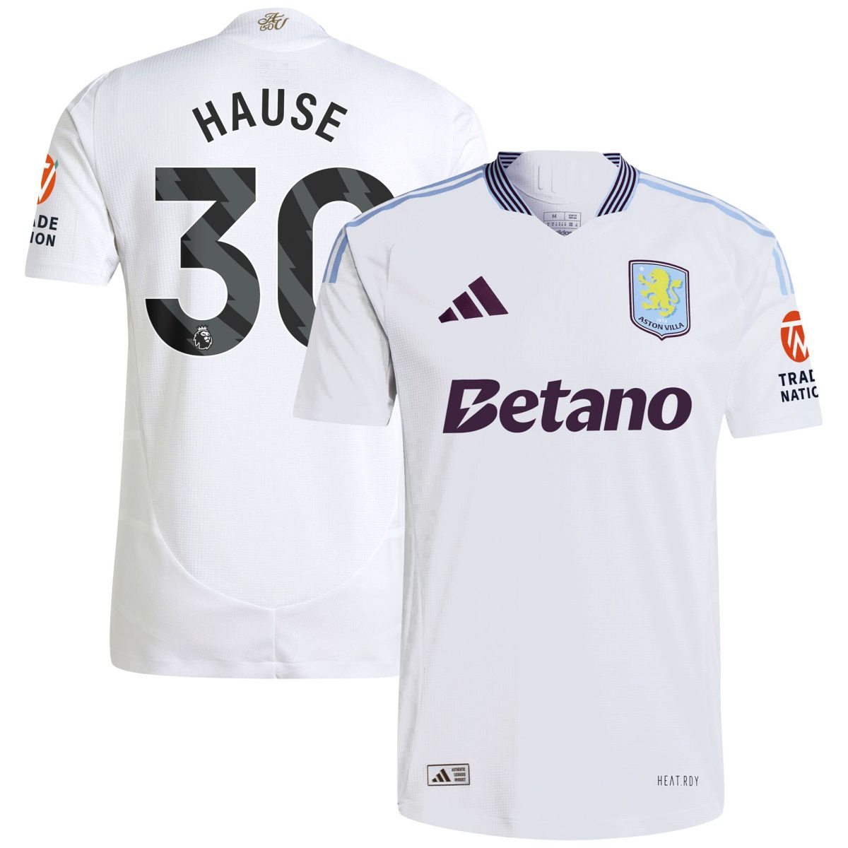 Aston Villa aston villa adidas away authentic shirt 2024-25 with hause 30 printing Kits - Official Football Shirts & Training Gear