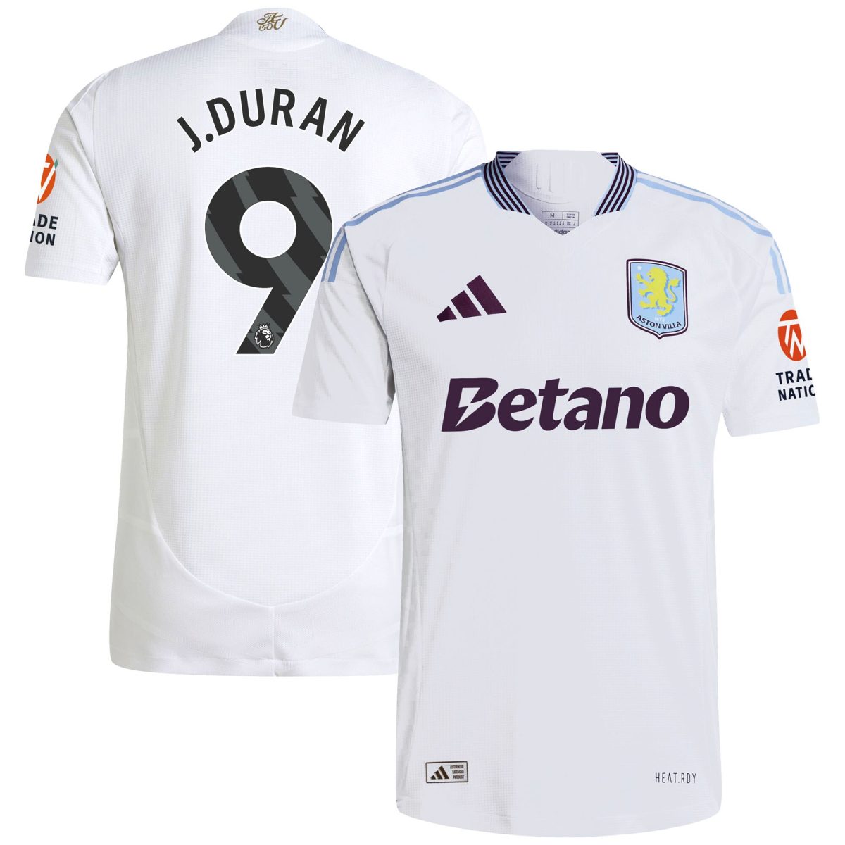 Aston Villa aston villa adidas away authentic shirt 2024-25 with j.duran 9 printing Kits - Official Football Shirts & Training Gear