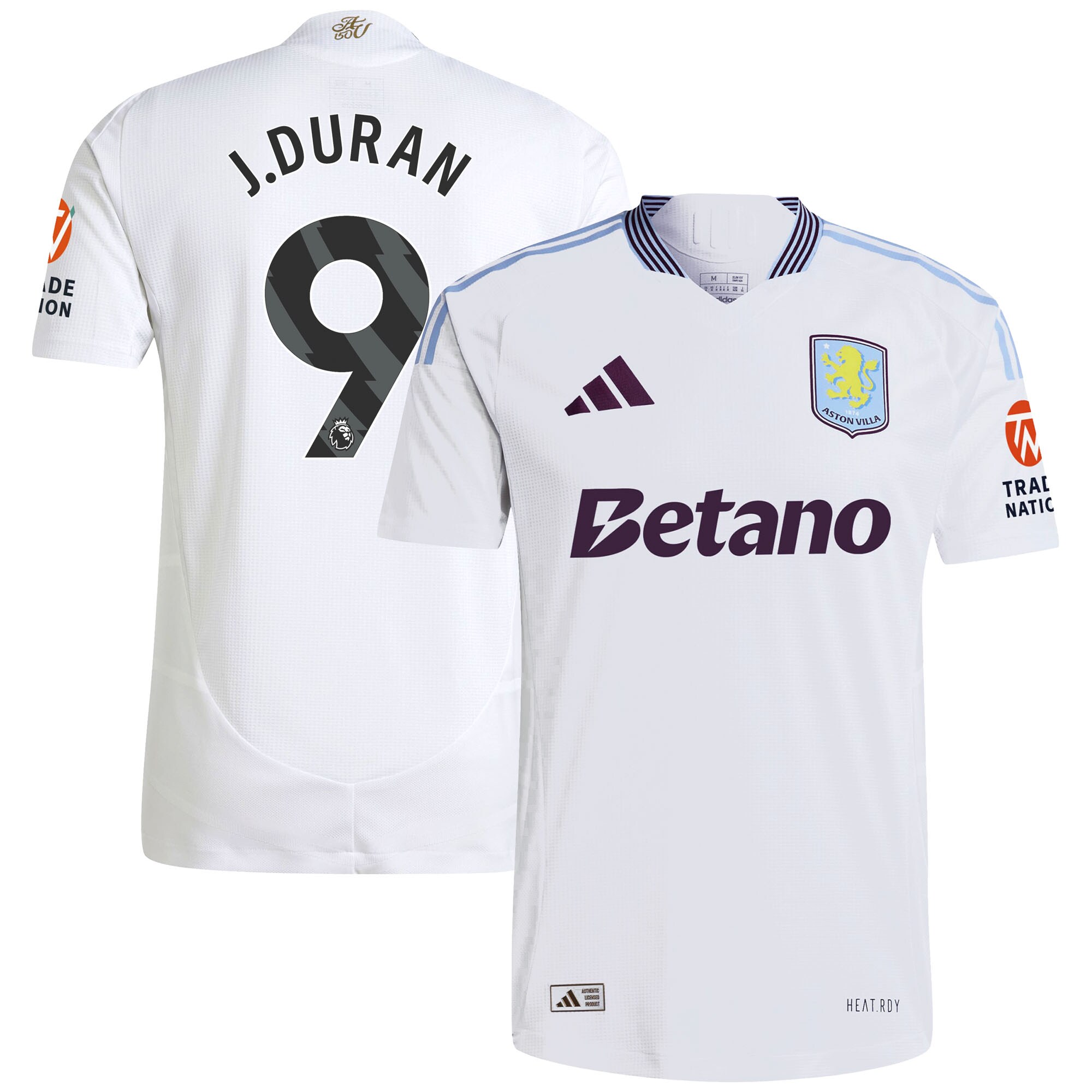 Aston Villa aston villa adidas away authentic shirt 2024-25 with j.duran 9 printing Kits - Official Football Shirts & Training Gear