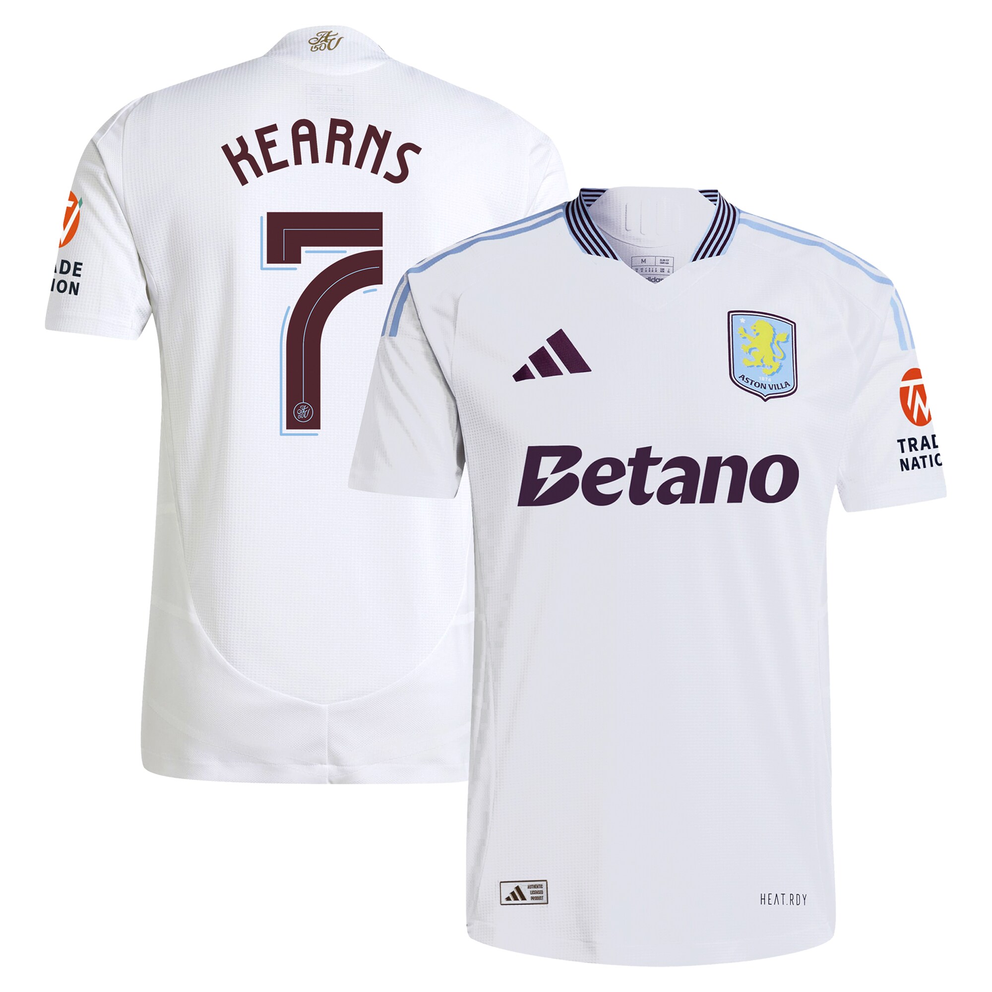 Aston Villa aston villa adidas away authentic shirt 2024-25 with kearns 7 cup printing Kits - Official Football Shirts & Training Gear