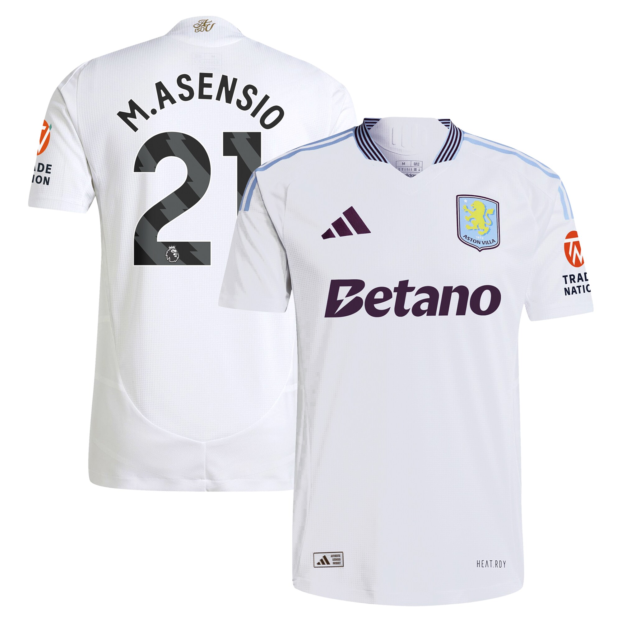 Aston Villa aston villa adidas away authentic shirt 2024-25 with m.asensio 21 printing Kits - Official Football Shirts & Training Gear