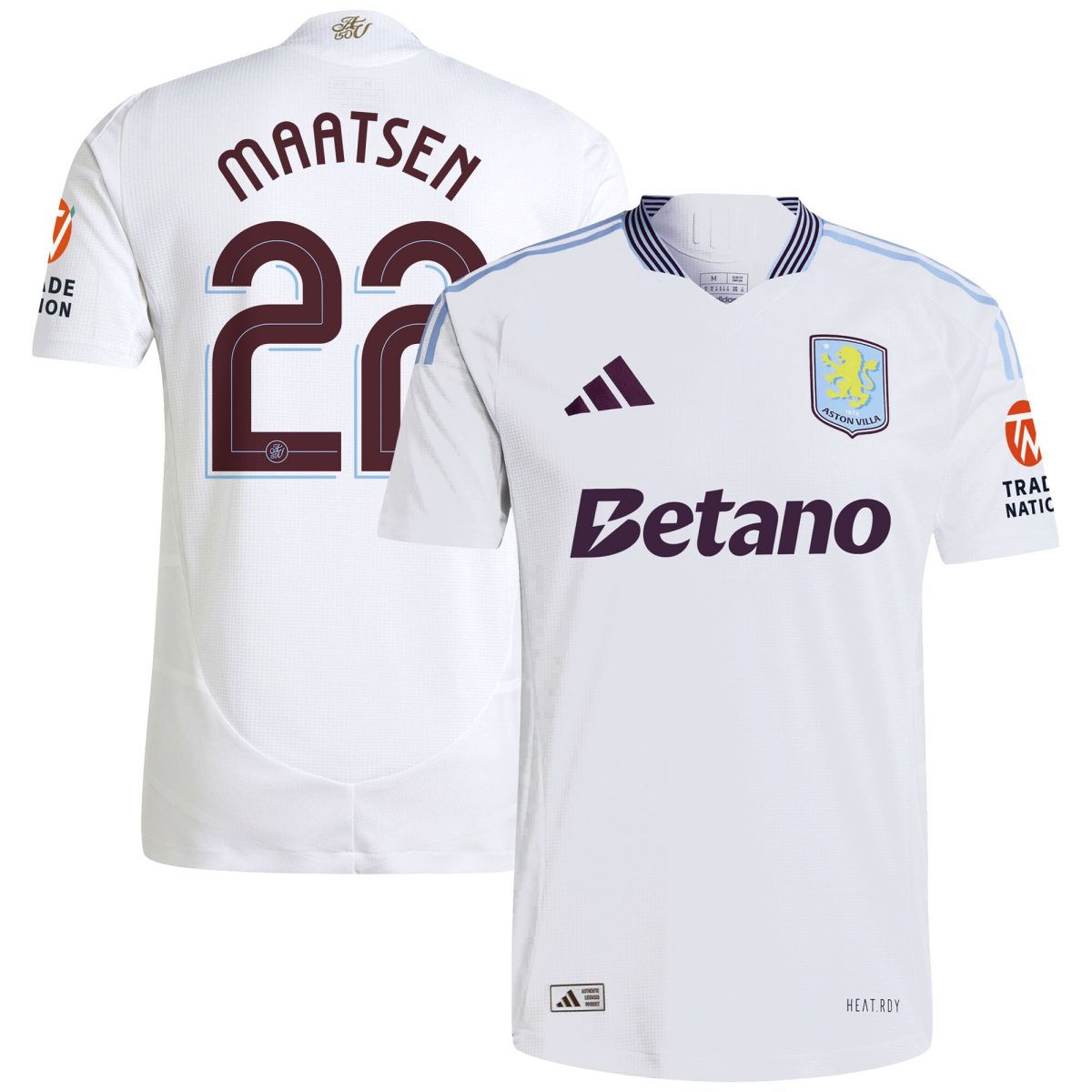 Aston Villa aston villa adidas away authentic shirt 2024-25 with maatsen 22 cup printing Kits - Official Football Shirts & Training Gear
