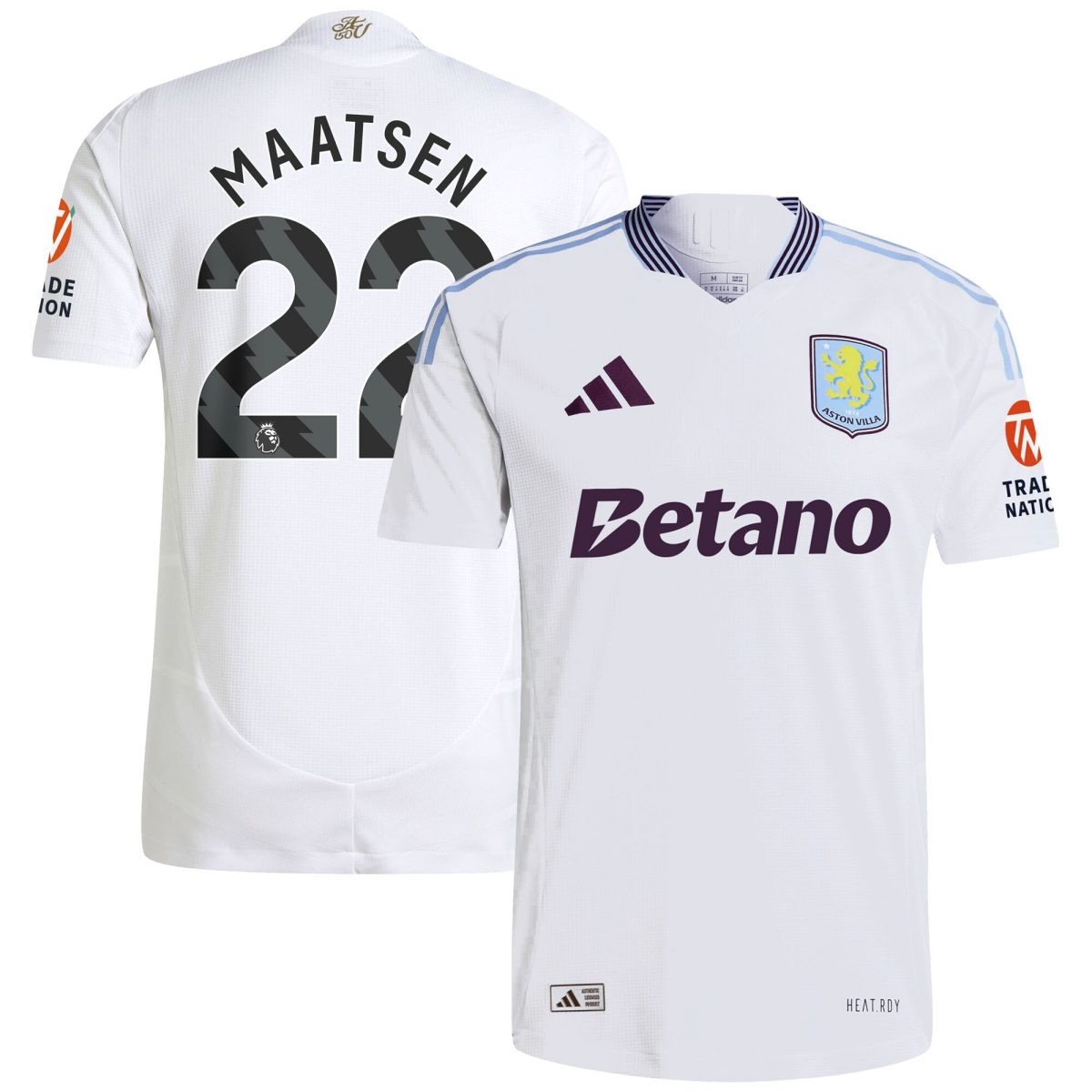 Aston Villa aston villa adidas away authentic shirt 2024-25 with maatsen 22 printing Kits - Official Football Shirts & Training Gear