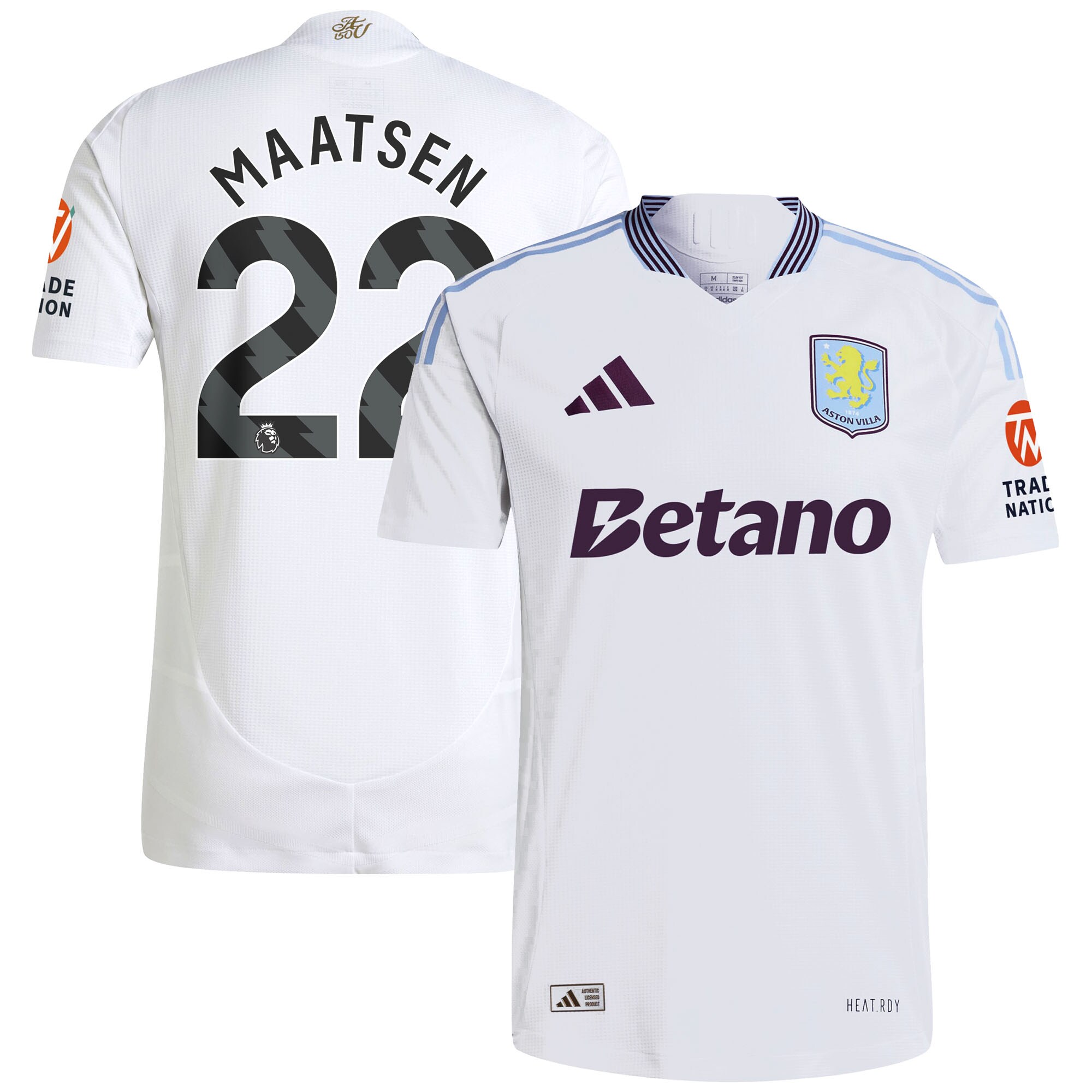 Aston Villa aston villa adidas away authentic shirt 2024-25 with maatsen 22 printing Kits - Official Football Shirts & Training Gear