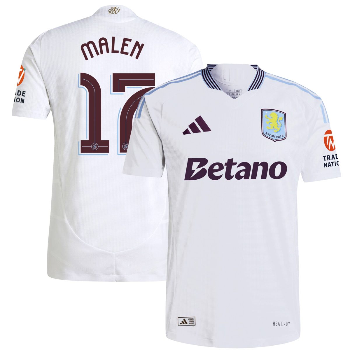 Aston Villa aston villa adidas away authentic shirt 2024-25 with malen 17 cup printing Kits - Official Football Shirts & Training Gear