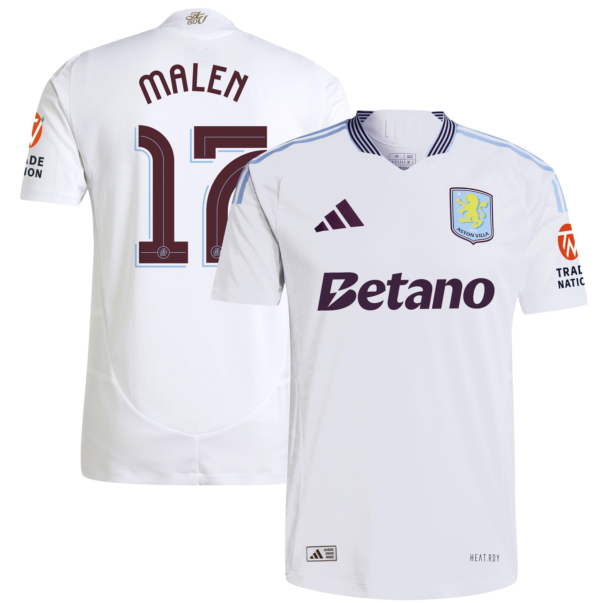 Aston Villa aston villa adidas away authentic shirt 2024-25 with malen 17 cup printing Kits - Official Football Shirts & Training Gear