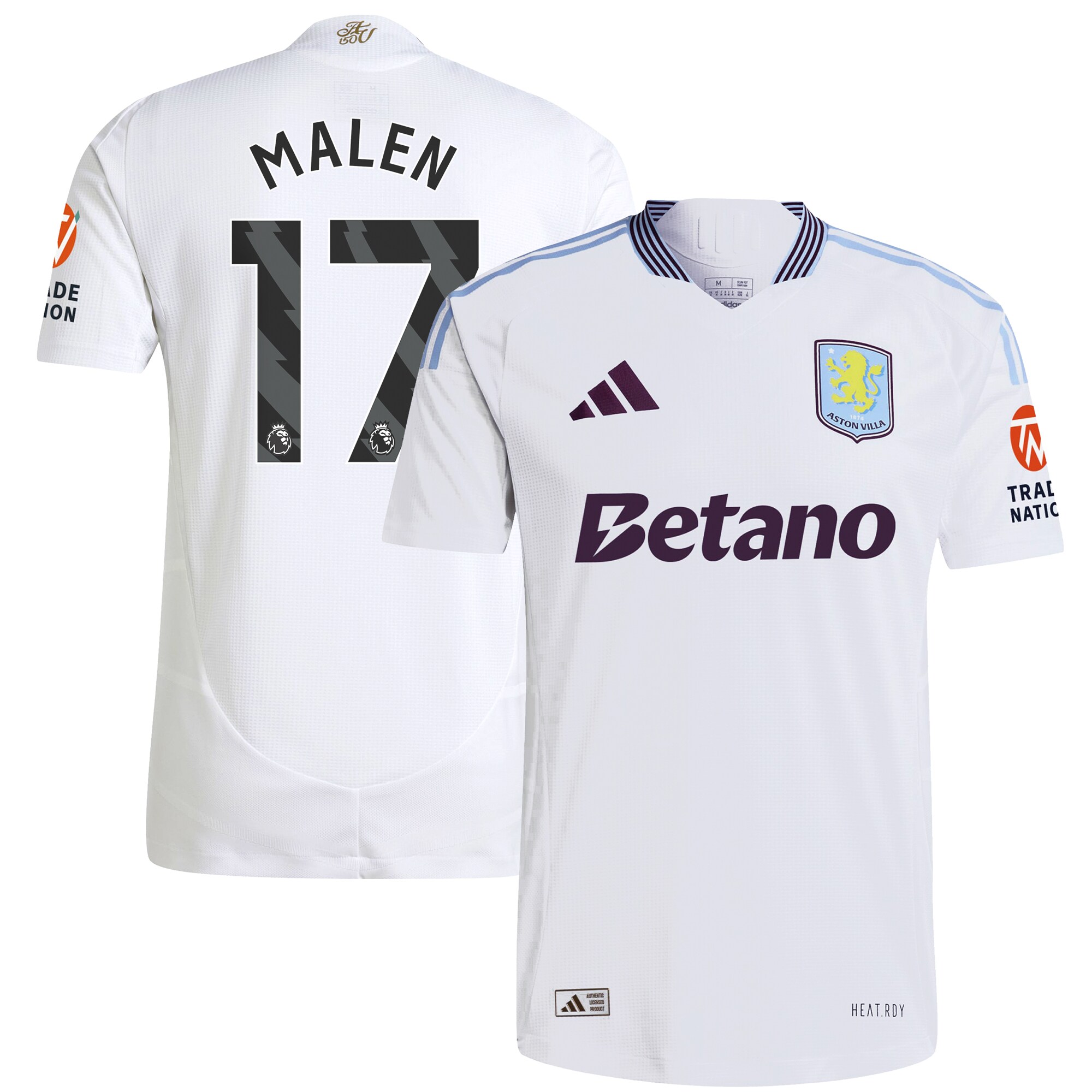 Aston Villa aston villa adidas away authentic shirt 2024-25 with malen 17 printing Kits - Official Football Shirts & Training Gear