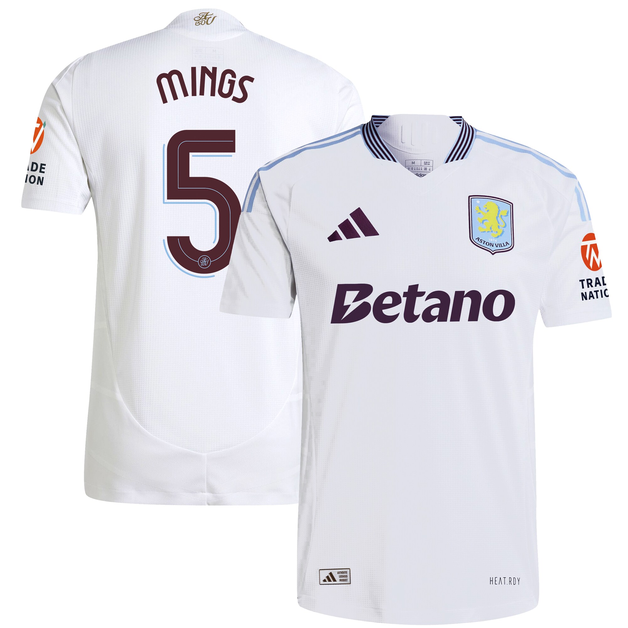 Aston Villa aston villa adidas away authentic shirt 2024-25 with mings 5 cup printing Kits - Official Football Shirts & Training Gear