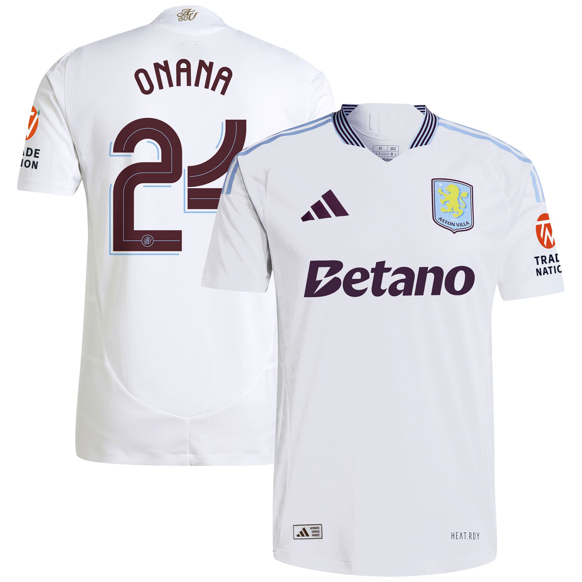 Aston Villa aston villa adidas away authentic shirt 2024-25 with onana 24 cup printing Kits - Official Football Shirts & Training Gear