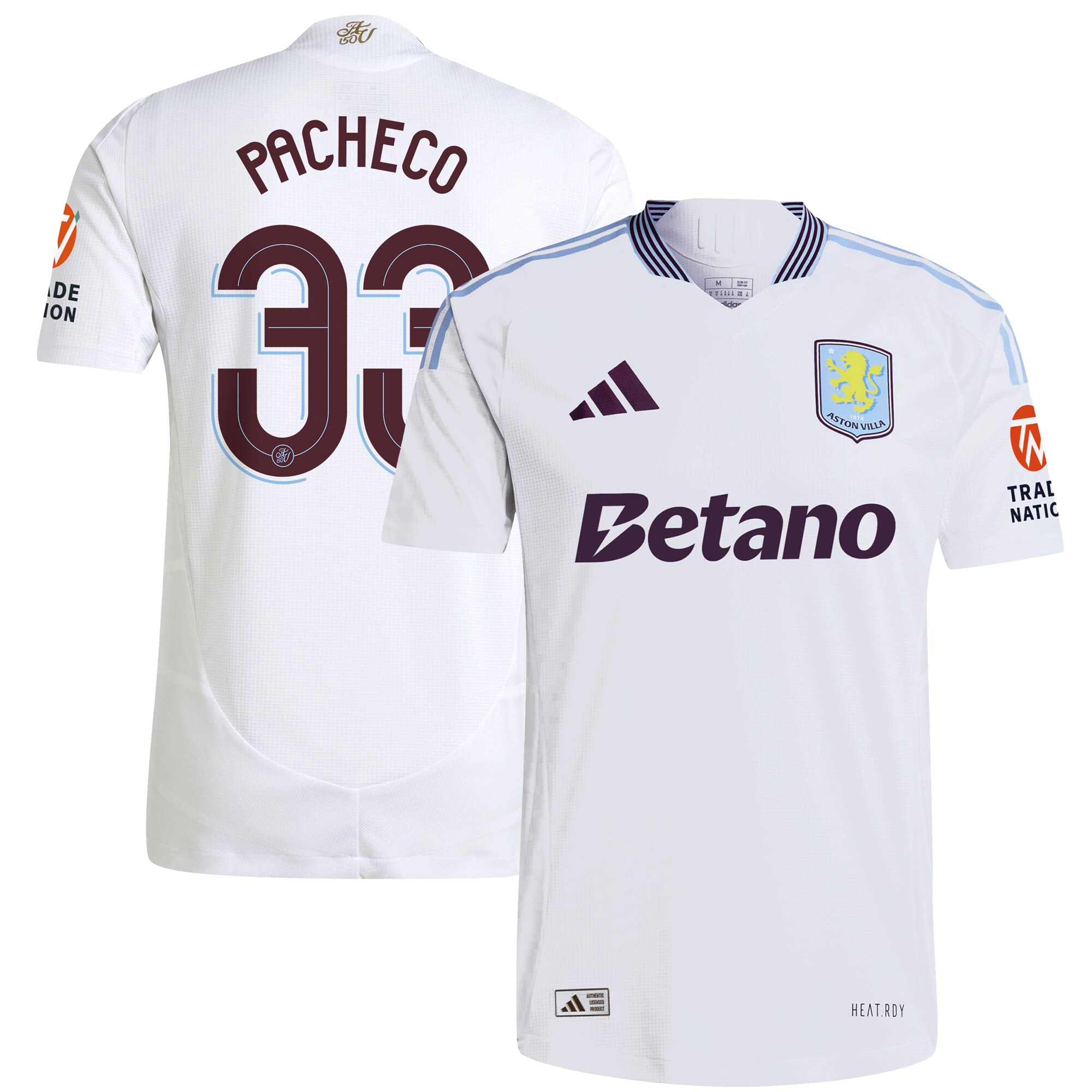 Aston Villa aston villa adidas away authentic shirt 2024-25 with pacheco 33 cup printing Kits - Official Football Shirts & Training Gear