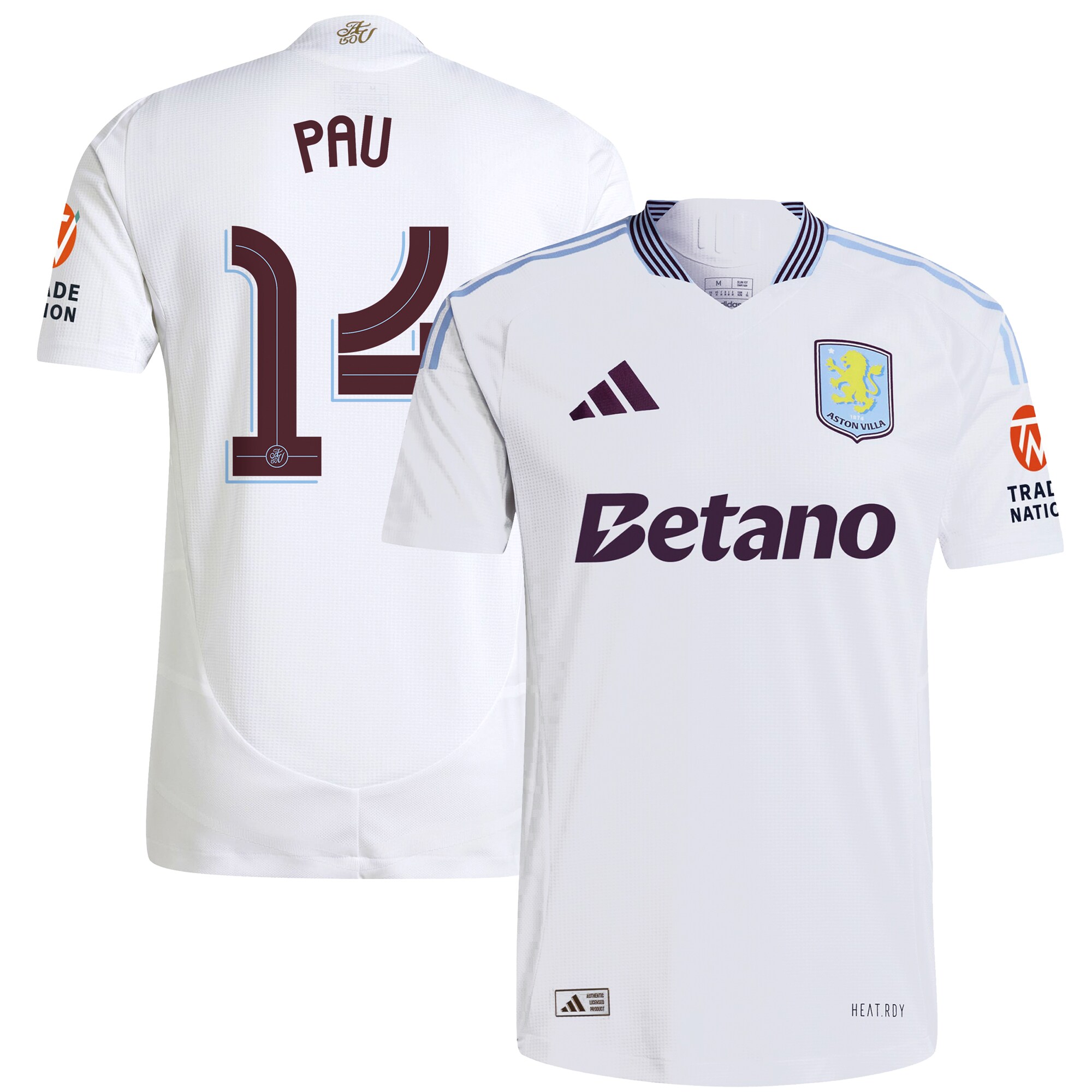 Aston Villa aston villa adidas away authentic shirt 2024-25 with pau 14 cup printing Kits - Official Football Shirts & Training Gear