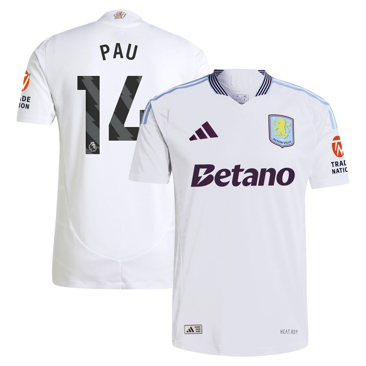 Aston Villa aston villa adidas away authentic shirt 2024-25 with pau 14 printing Kits - Official Football Shirts & Training Gear