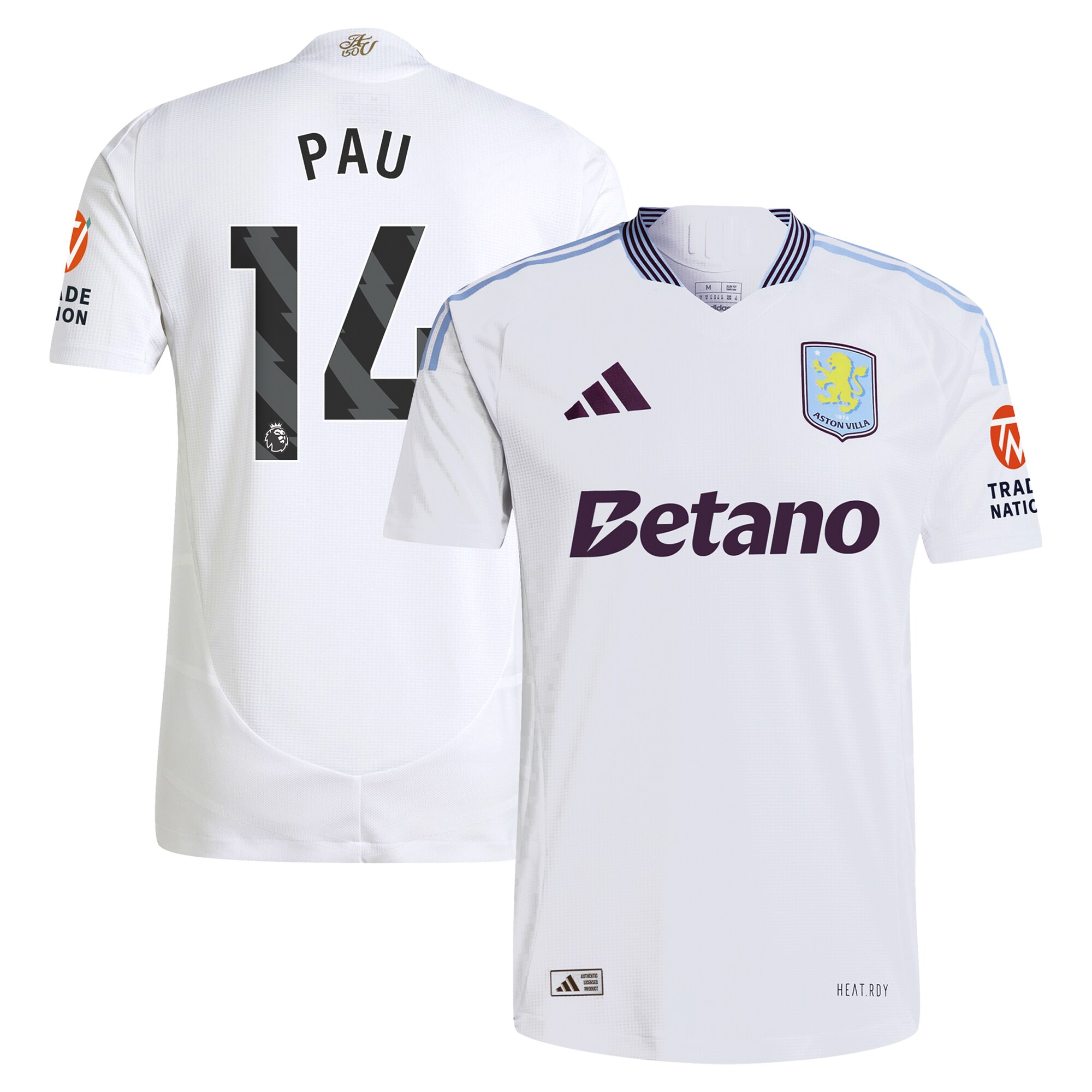 Aston Villa aston villa adidas away authentic shirt 2024-25 with pau 14 printing Kits - Official Football Shirts & Training Gear