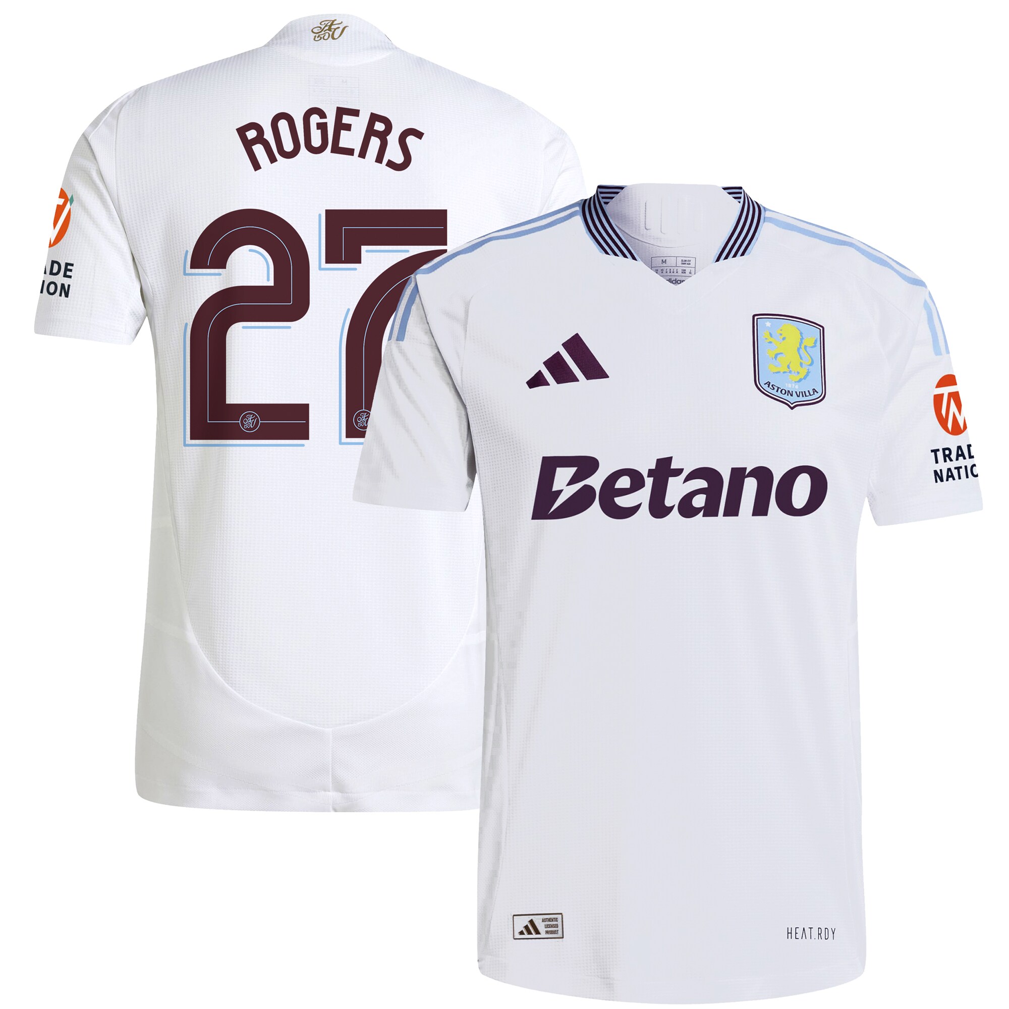 Aston Villa aston villa adidas away authentic shirt 2024-25 with rogers 27 cup printing Kits - Official Football Shirts & Training Gear