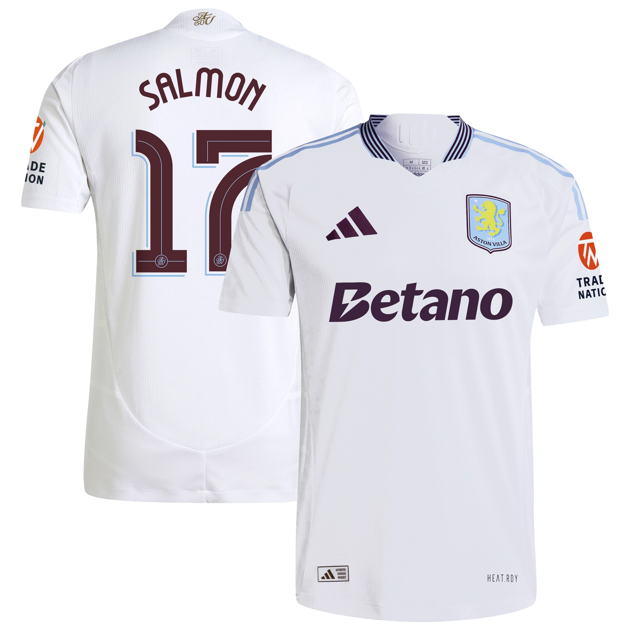 Aston Villa aston villa adidas away authentic shirt 2024-25 with salmon 17 cup printing Kits - Official Football Shirts & Training Gear