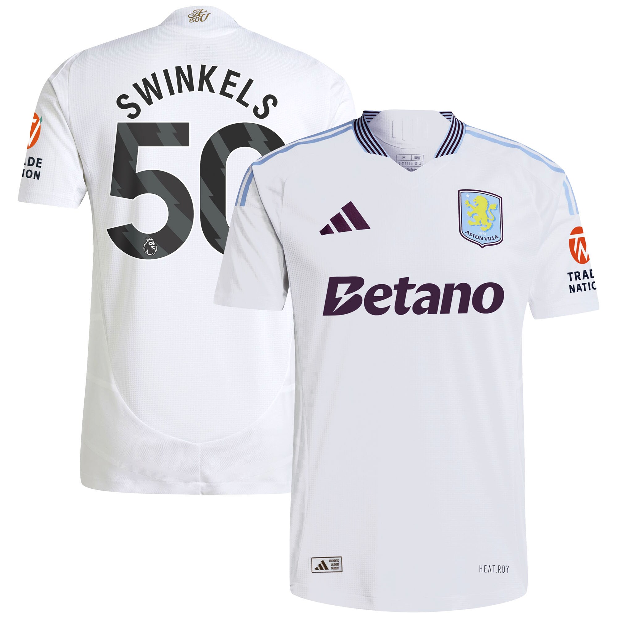 Aston Villa aston villa adidas away authentic shirt 2024-25 with swinkels 50 printing Kits - Official Football Shirts & Training Gear