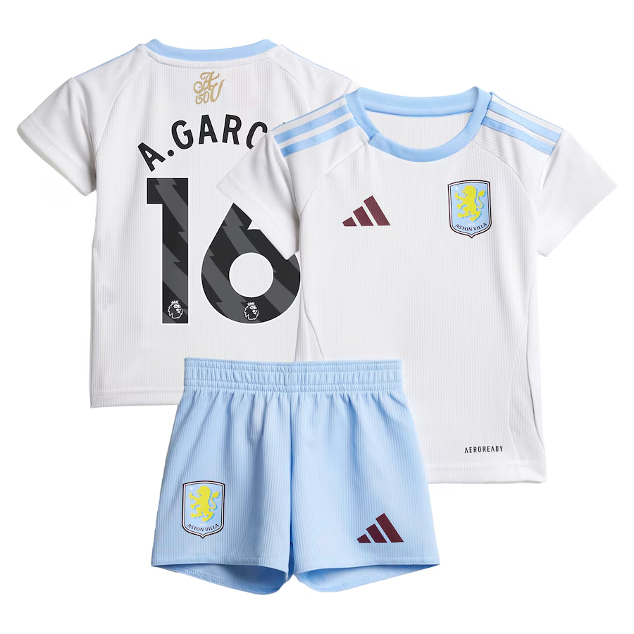 Aston Villa aston villa adidas away baby kit 2024-25 with a.garcía 16 printing Kits - Official Football Shirts & Training Gear