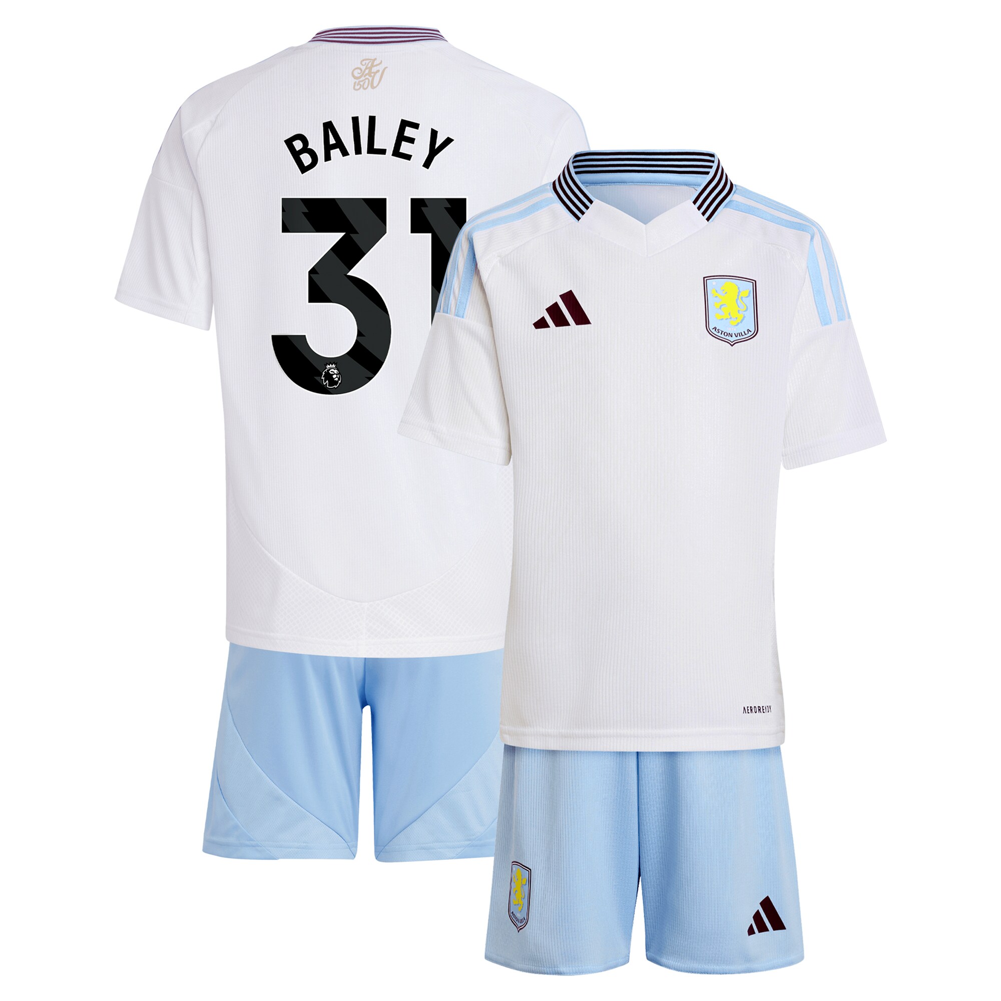 Aston Villa aston villa adidas away mini kit 2024-25 with bailey 31 printing Kits - Official Football Shirts & Training Gear