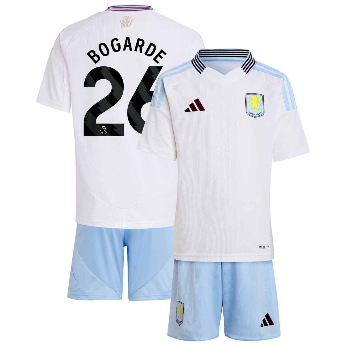 Aston Villa aston villa adidas away mini kit 2024-25 with bogarde 26 printing Kits - Official Football Shirts & Training Gear