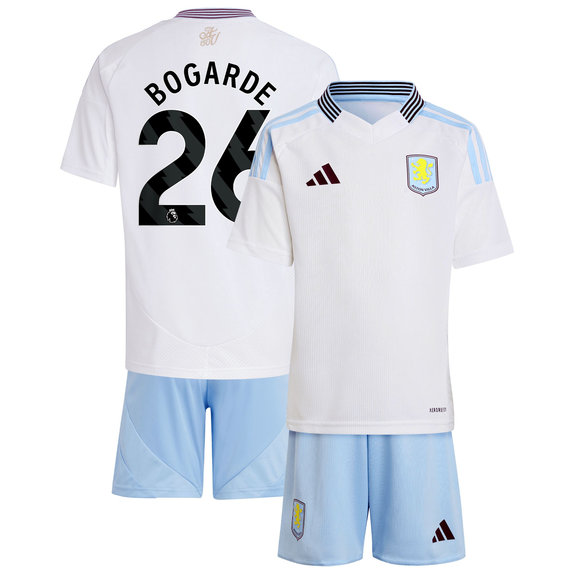 Aston Villa aston villa adidas away mini kit 2024-25 with bogarde 26 printing Kits - Official Football Shirts & Training Gear