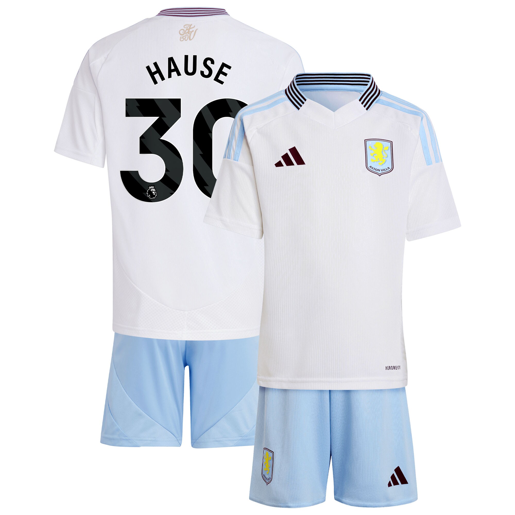 Aston Villa aston villa adidas away mini kit 2024-25 with hause 30 printing Kits - Official Football Shirts & Training Gear