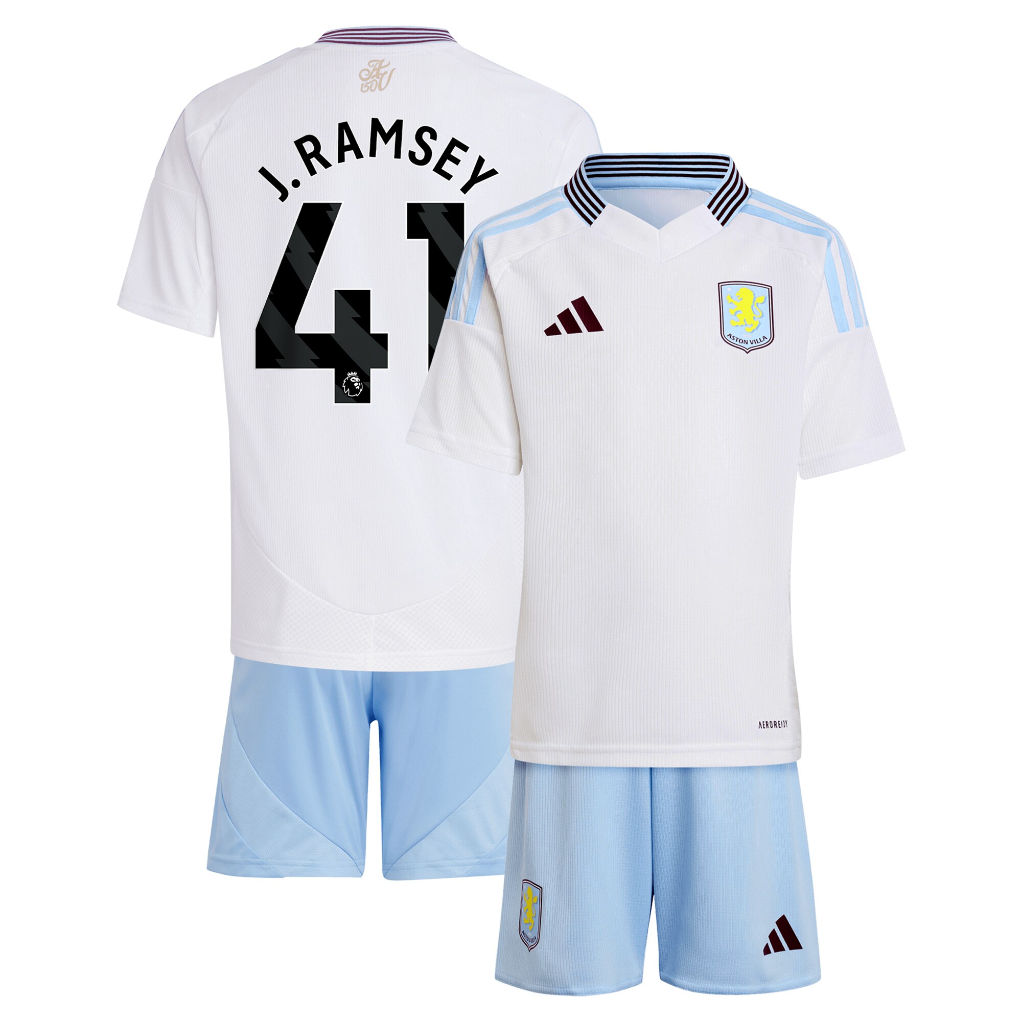 Aston Villa aston villa adidas away mini kit 2024-25 with j. ramsey 41 printing Kits - Official Football Shirts & Training Gear