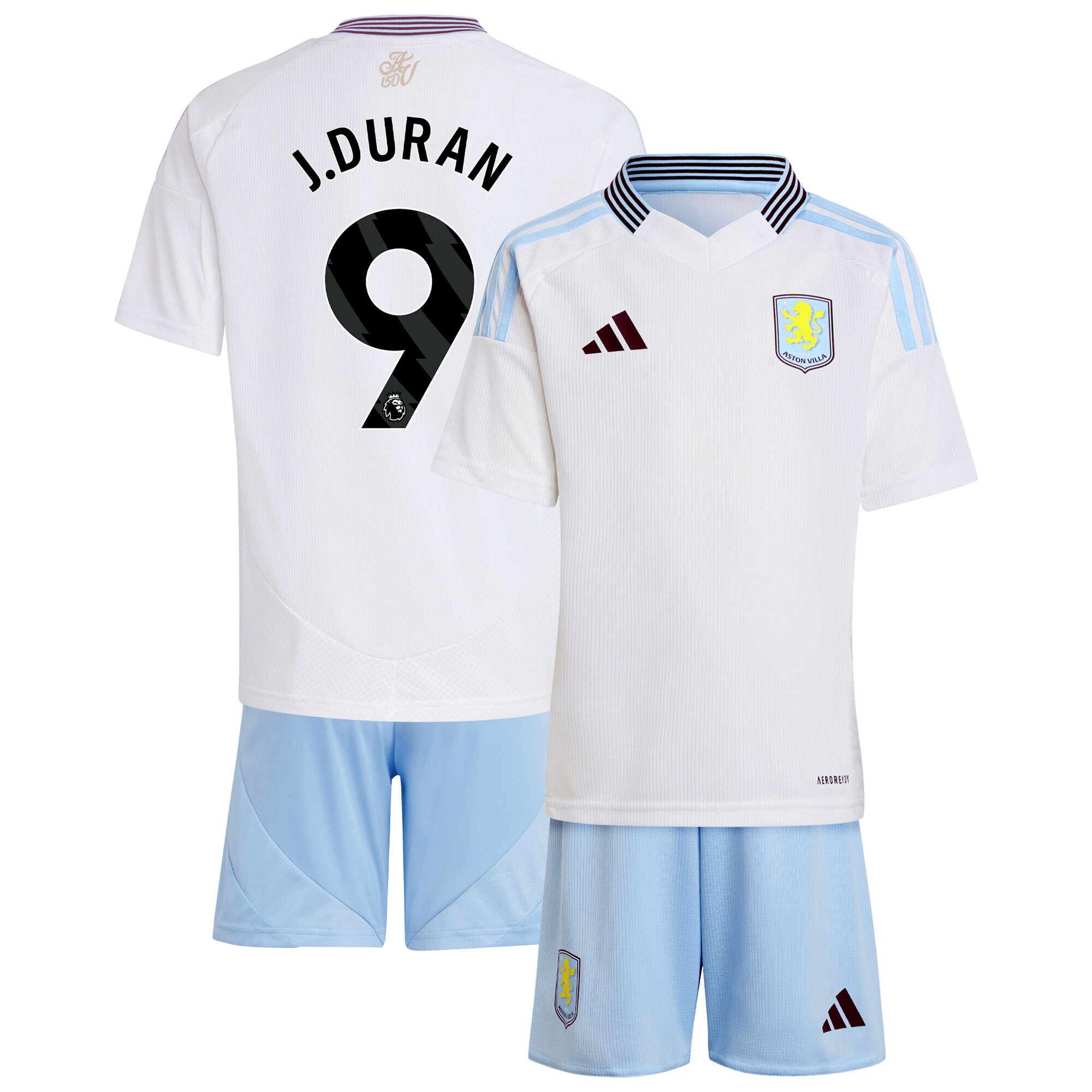 Aston Villa aston villa adidas away mini kit 2024-25 with j.duran 9 printing Kits - Official Football Shirts & Training Gear