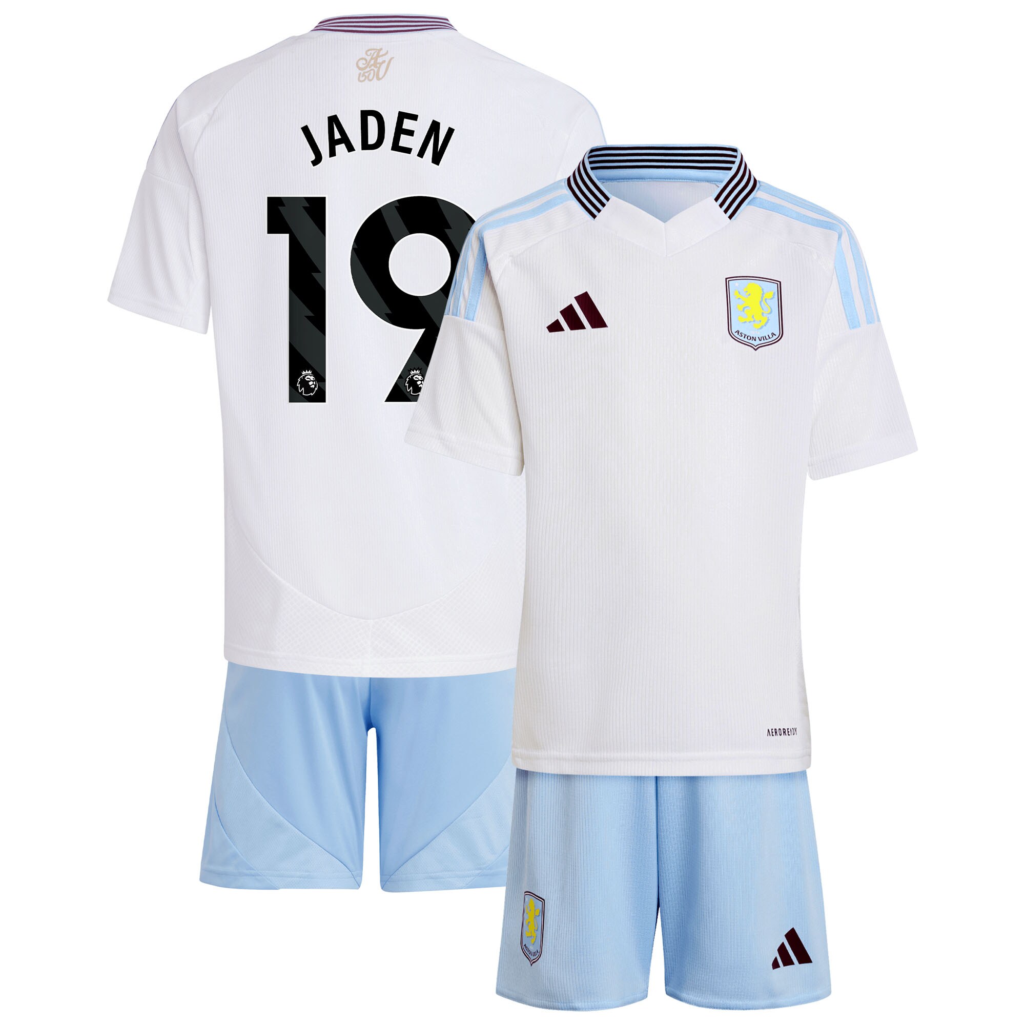 Aston Villa aston villa adidas away mini kit 2024-25 with jaden 19 printing Kits - Official Football Shirts & Training Gear